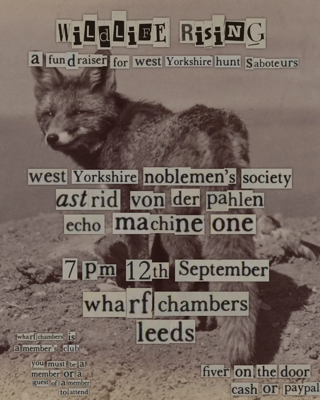 A fundraiser for West Yorkshire Hunt Saboteurs