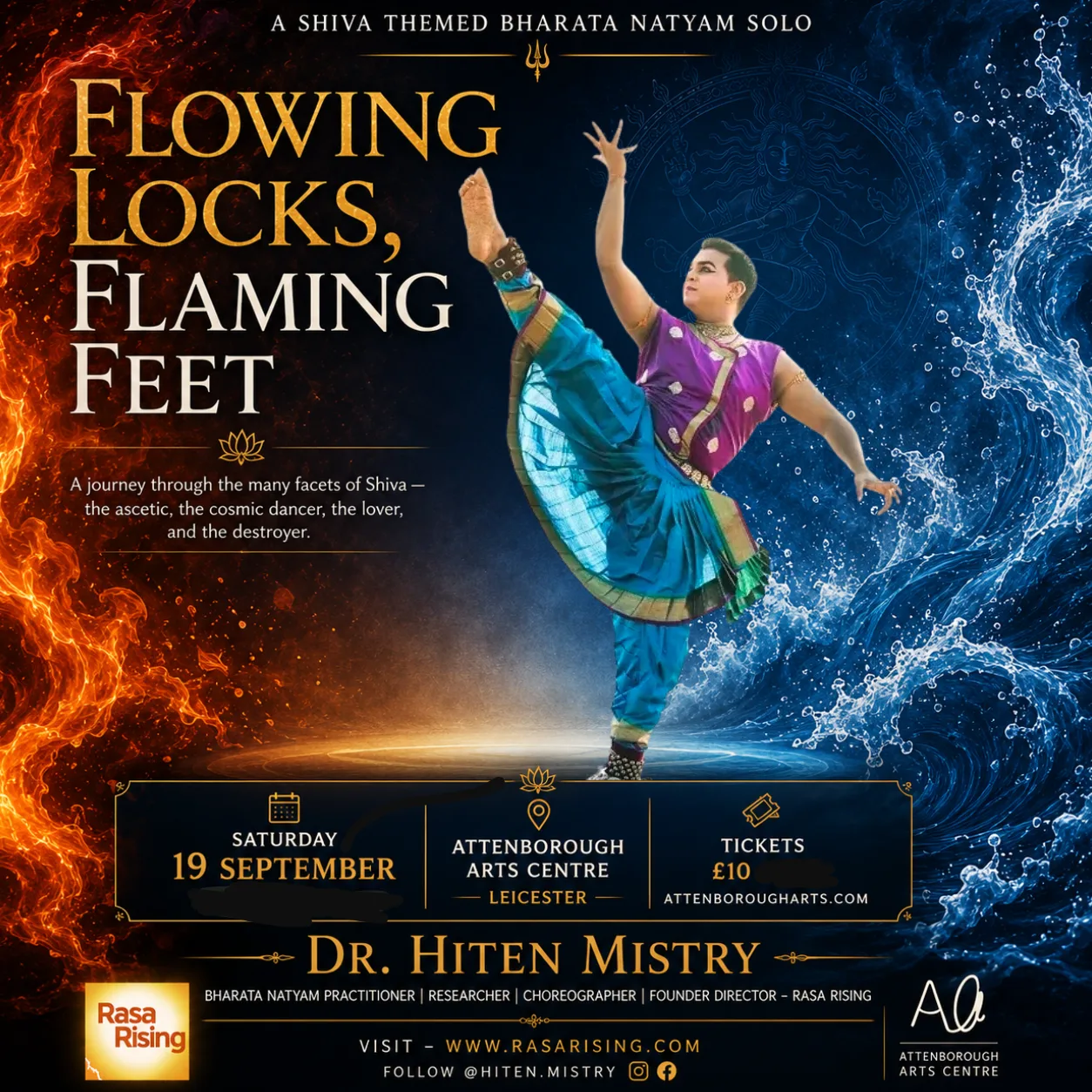 Flowing Locks, Flaming Feet – A Shiva themed Bharata Natyam Margam by Dr Hiten Mistry at Studio 4