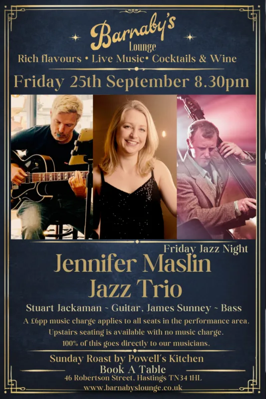 Jennifer Maslin Jazz Trio ~ 8.30pm