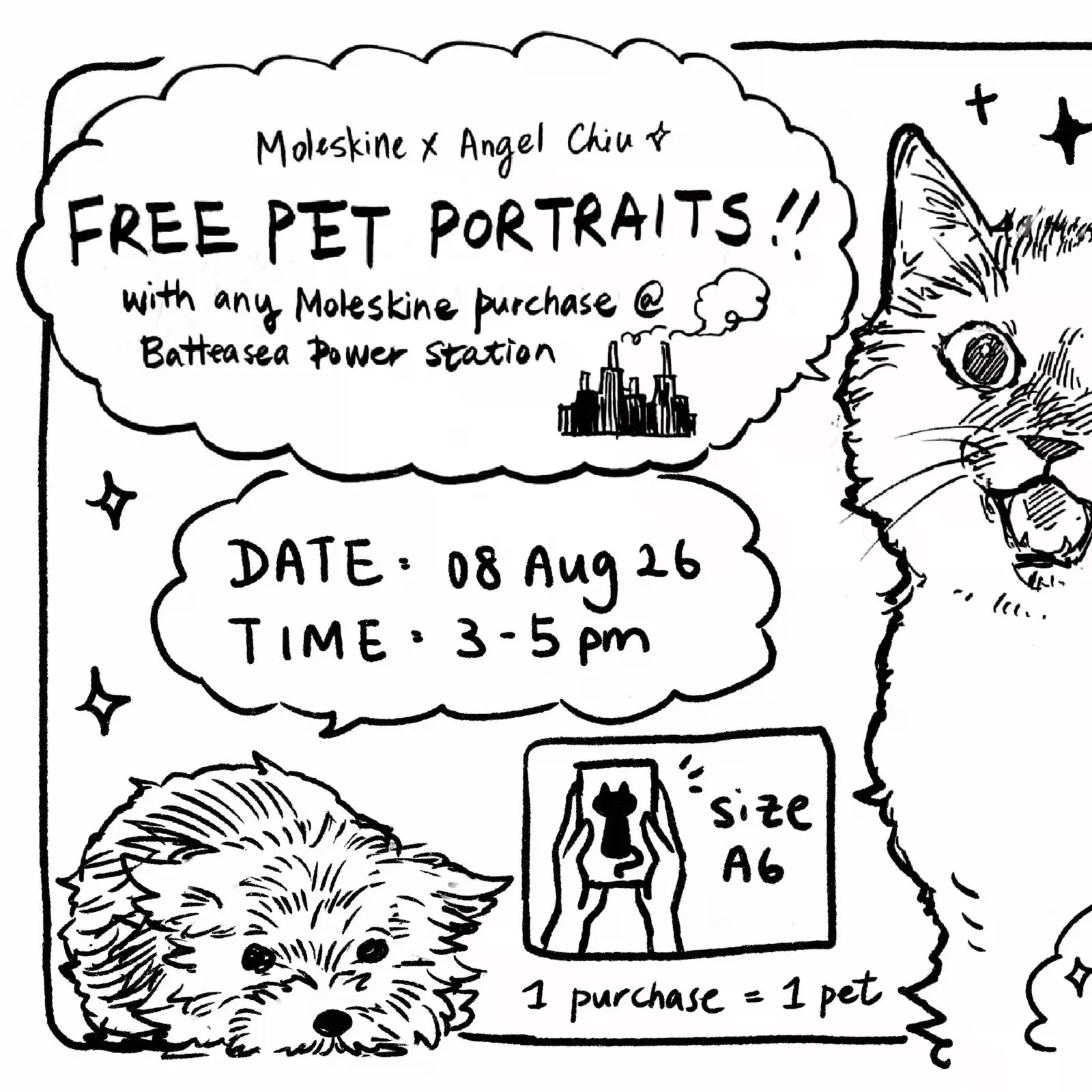 Pet Portraits with Angel Chiu at Moleskine at Battersea Power Station