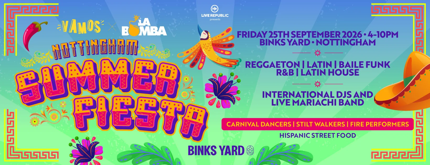 Nottingham’s Summer Fiesta 2026 | VAMOS X LA BOMBA at Outdoor Terrace