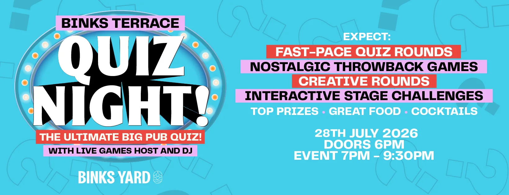 The Binks Terrace Ultimate Pub Quiz at Outdoor Terrace