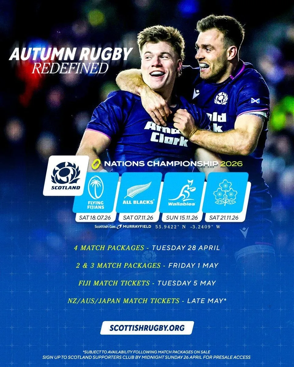 Scotland vs Japan - Nations Championship 2026 Tickets at Murrayfield Stadium