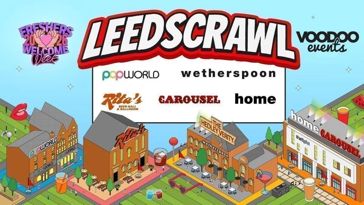 OFFICIAL LEEDSCRAWL ⛳🏌🏼♂️ The Original Leeds Bar Crawl ⛳🏌🏼♂️ 5000 Students 7 Venues - FREE T SHIRT 👕 - Sold Out 15 Years Running 🏆 at Disco Spoons, Ritas, Popworld, Carousel, HOME, & Many more TBA