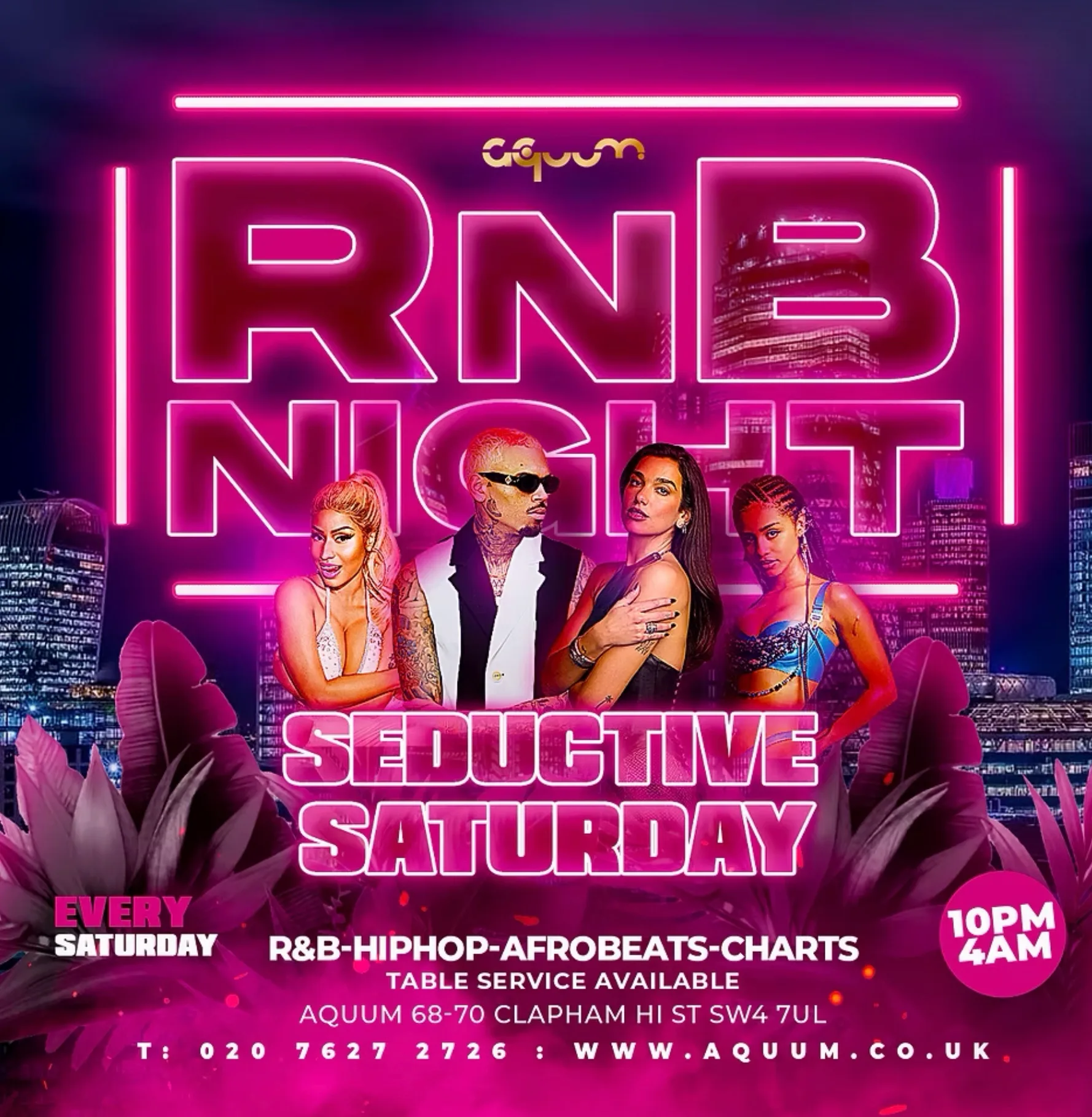 Seductive Saturdays @ Aquum Clapham // Old Skool R&B, Hip-Hop, Party Anthems // 4am Close at Aquum