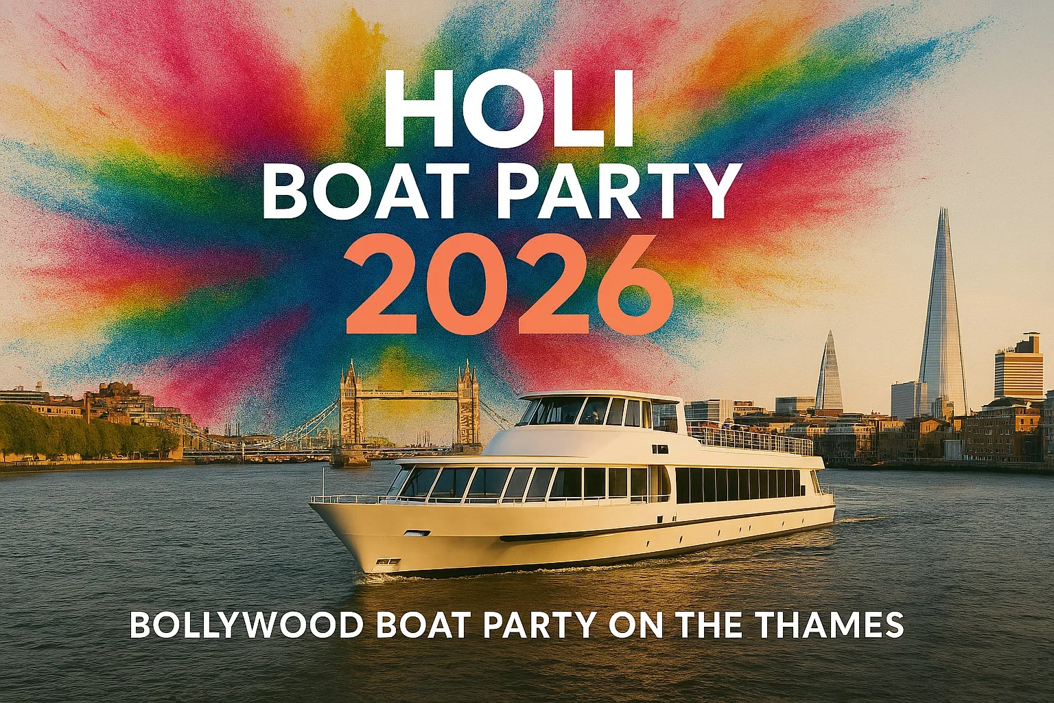 HOLI BOAT PARTY 2027 🛥️🎉 Bollywood boat party on the Thames with a free after party and food on sale