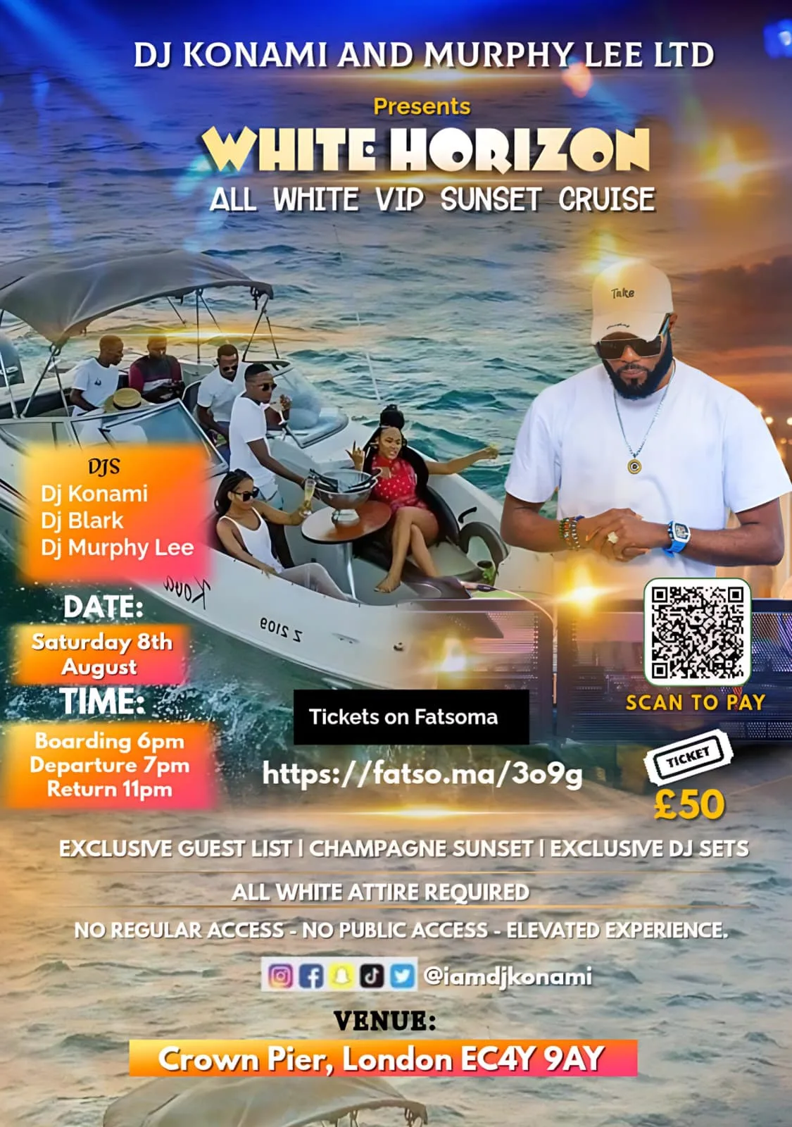 WHITE HORIZON VIP SUNSET CRUISE CURATED BY DJ KONAMI and MURPHY LEE at Crown Pier