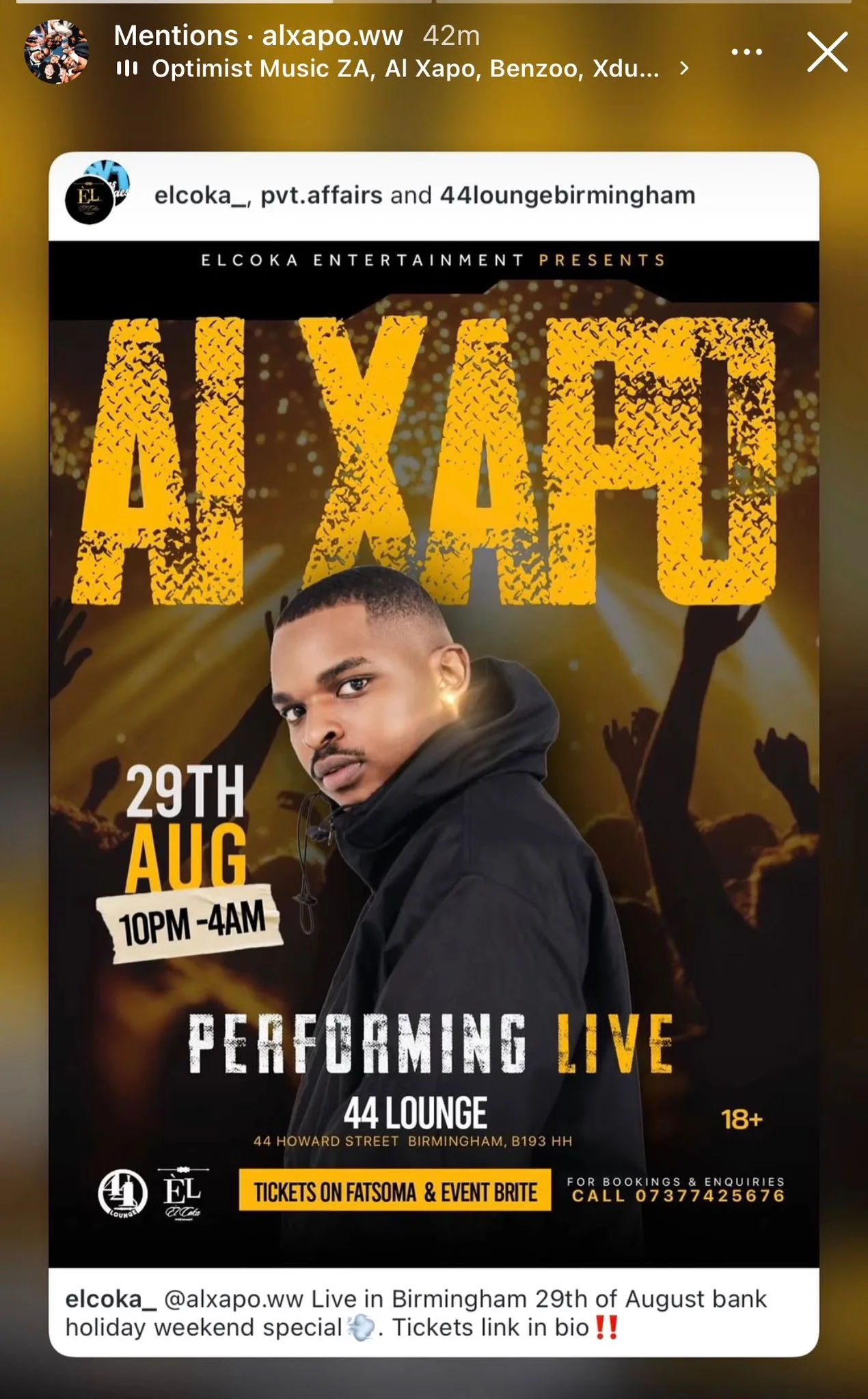AL XAPO LIVE IN BIRMINGHAM at 44loungebirmingham