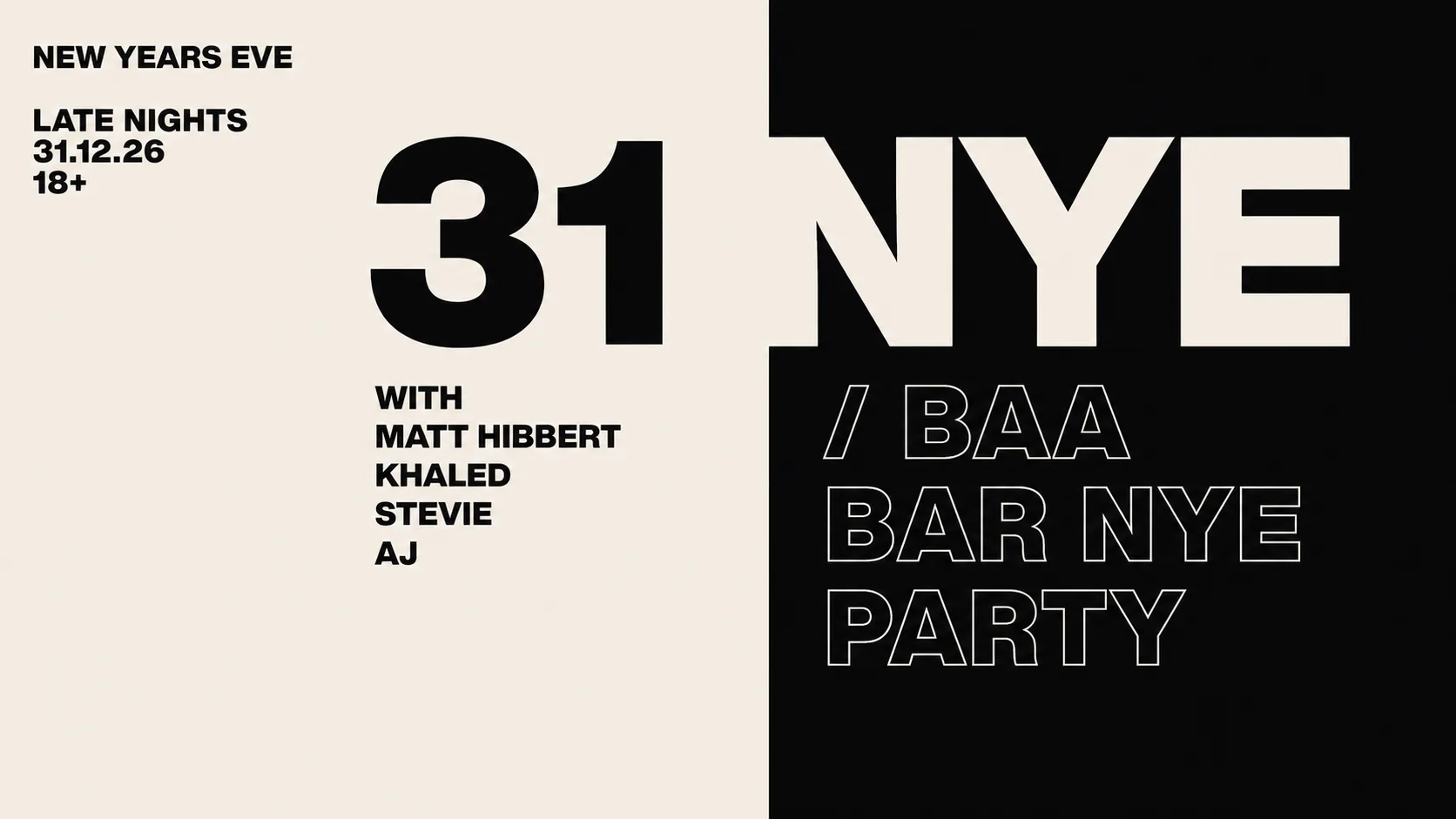 Baa Bar NYE Party 2026 – Tickets Only at Baa Bar