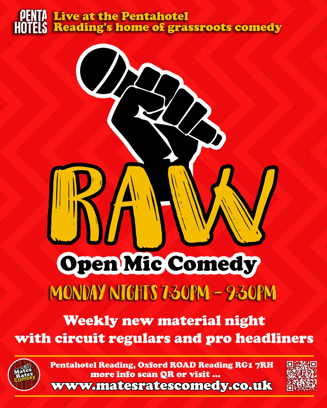 Mates Rates Comedy Raw, Reading's No.1 Stand Up Comedy Open Mic: Oct 26 at Pentahotel Reading