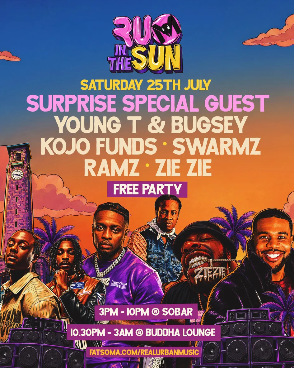 Southampton: R.U.M IN THE SUN FREE PARTY:  YOUNG T & BUGSEY / KOJO FUNDS / SWARMZ / RAMZ / ZIE ZIE at Sobar Southampton