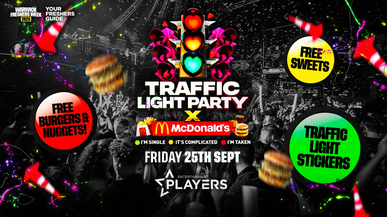 Traffic Light Party x FREE Mcdonalds | Coventry Freshers 2026 & Warwick Freshers 2026 at Players Party Rooms