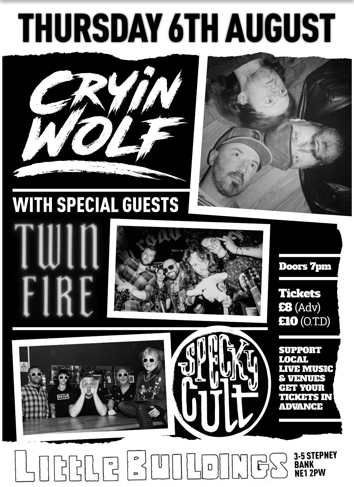 Crying Wolf//Twin Fire//Specky Cult at Little Buildings 