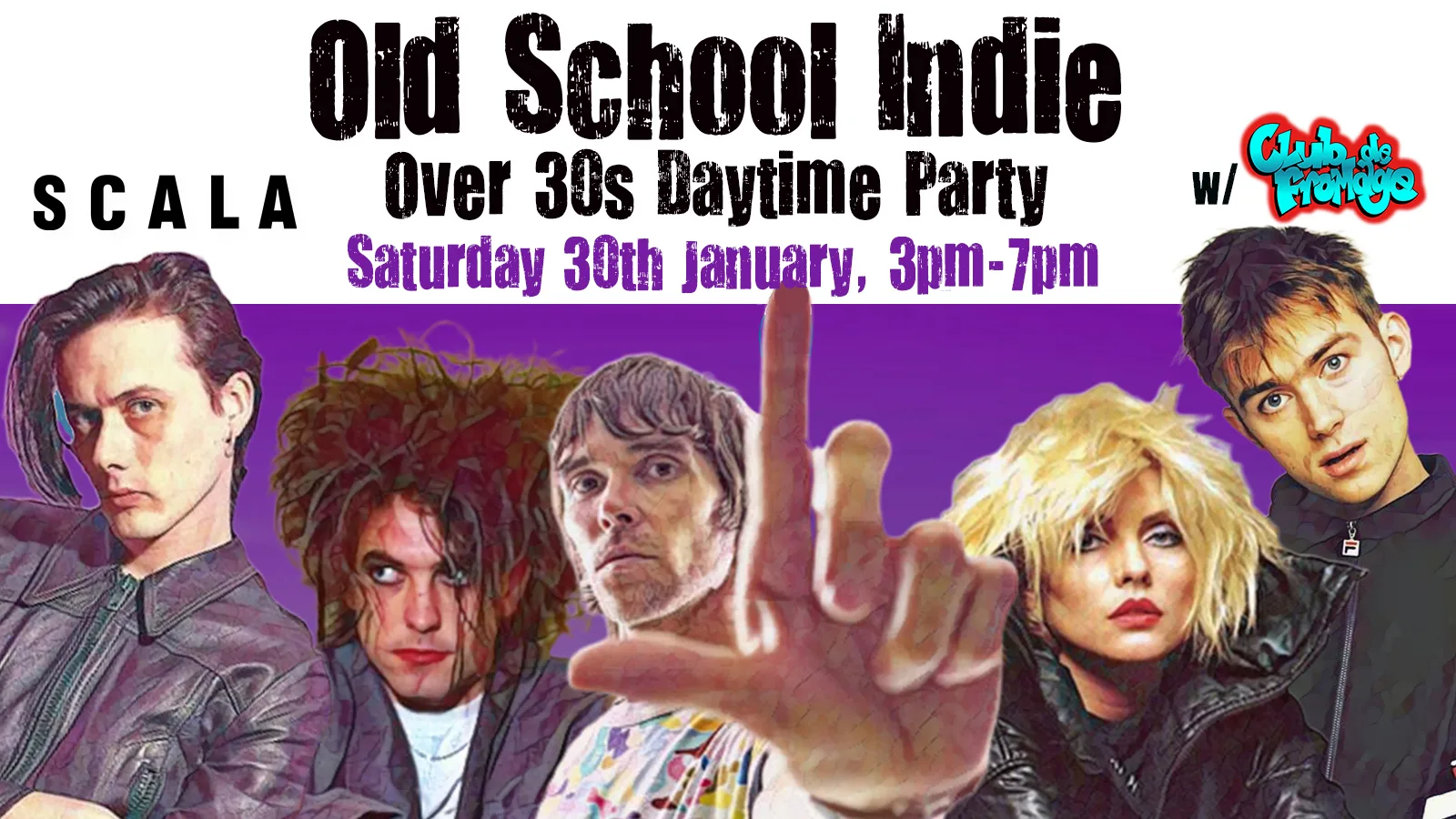 LONDON Old School Indie - Over 30s Daytime Party (w/Club de Fromage) - 30 January, 3pm-7pm at Scala