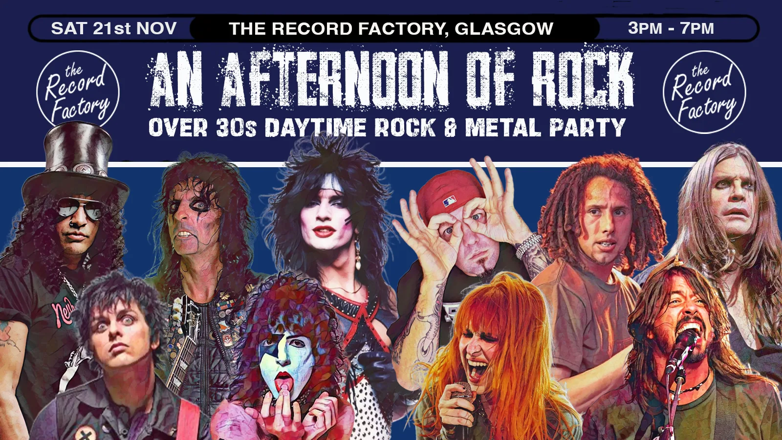 GLASGOW An Afternoon of Rock - Rock/Metal for the over 30s: Sat 21st November, 3pm-7pm at The Record Factory