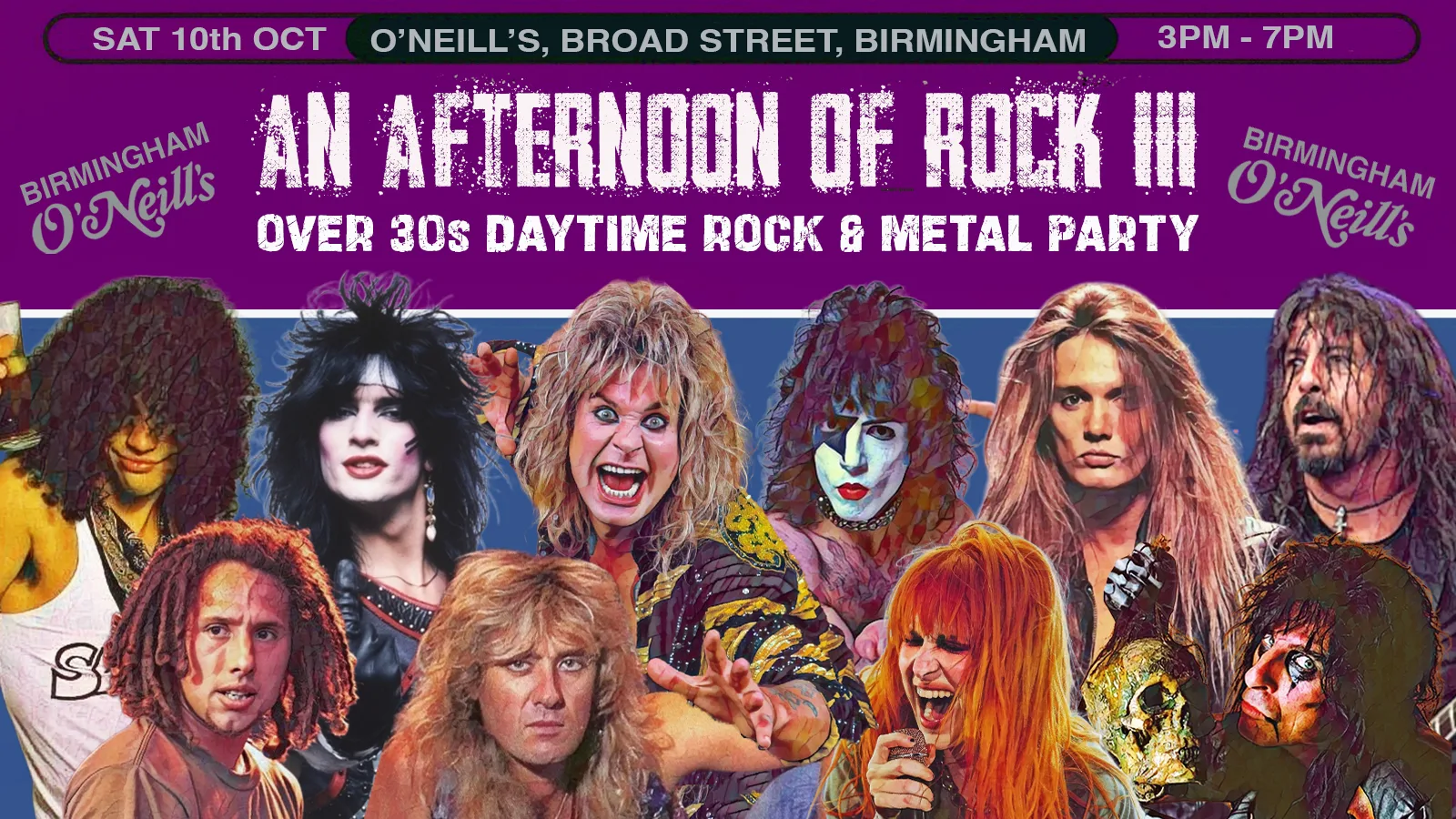 BIRMINGHAM An Afternoon of Rock III - Rock/Metal for the over 30s: Sat 10th October, 3pm-7pm