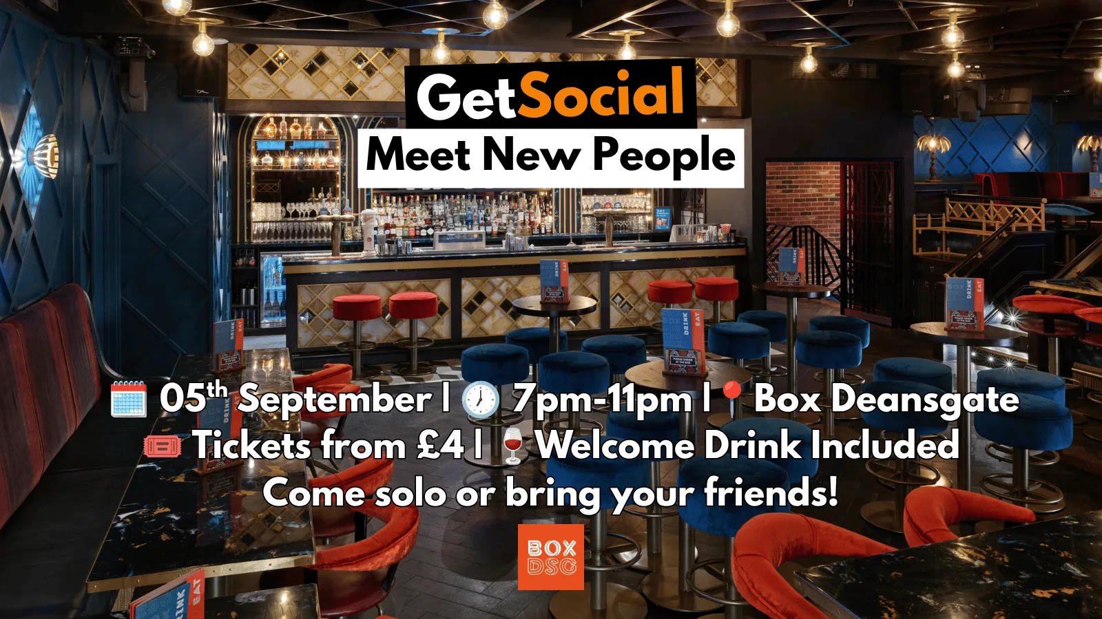 GetSocial Drinks | Meet New People & Make Friends (20s–40s) 🍹 at BOX Deansgate