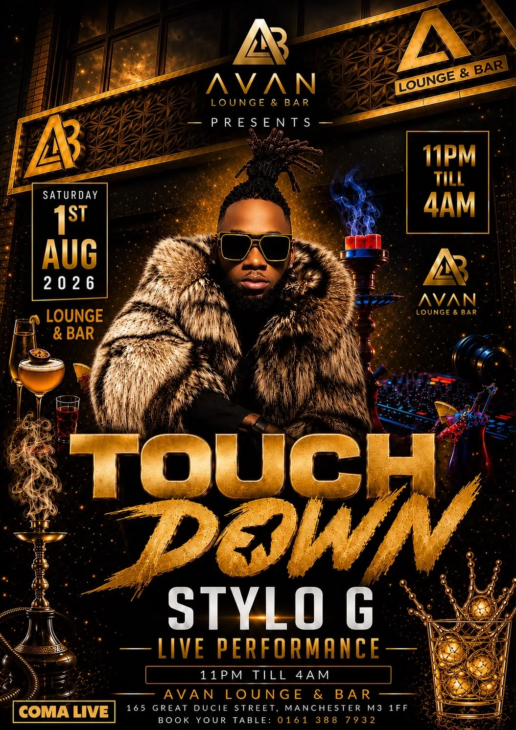 Avan Lounge Presents: TOUCH DOWN WITH STYLO G at Avan Lounge Restaurant & Shisha Bar