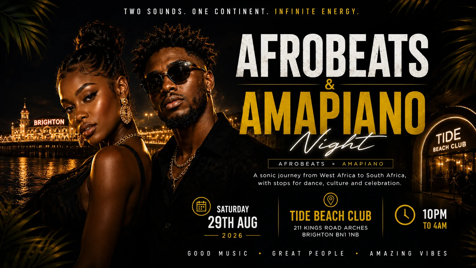 🎉 AFROBEATS & AMAPIANO 🎉SAT 29TH AUG @ TIDE BEACHCLUB