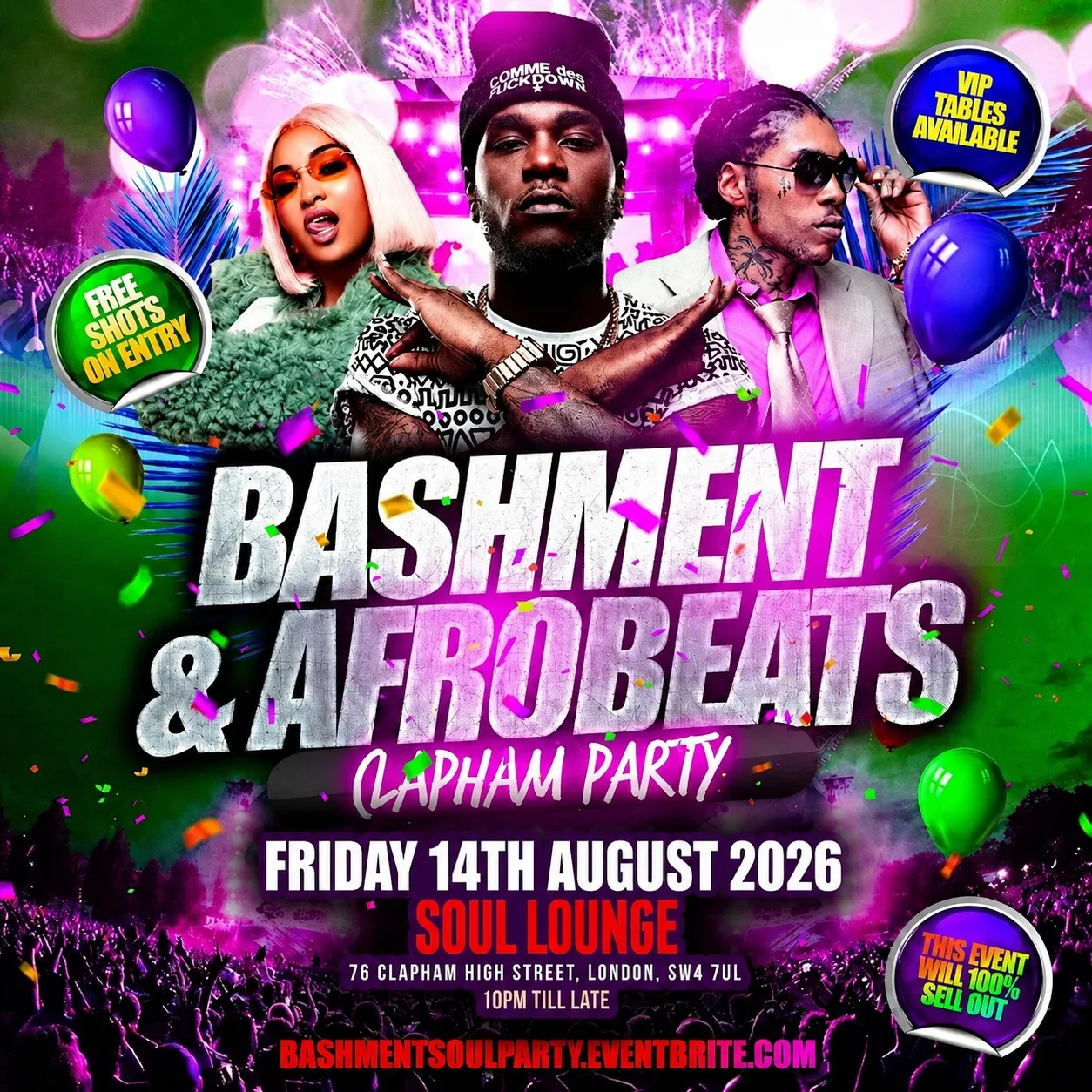 Bashment & Afrobeats Clapham Party - Everyone Free Before 12AM