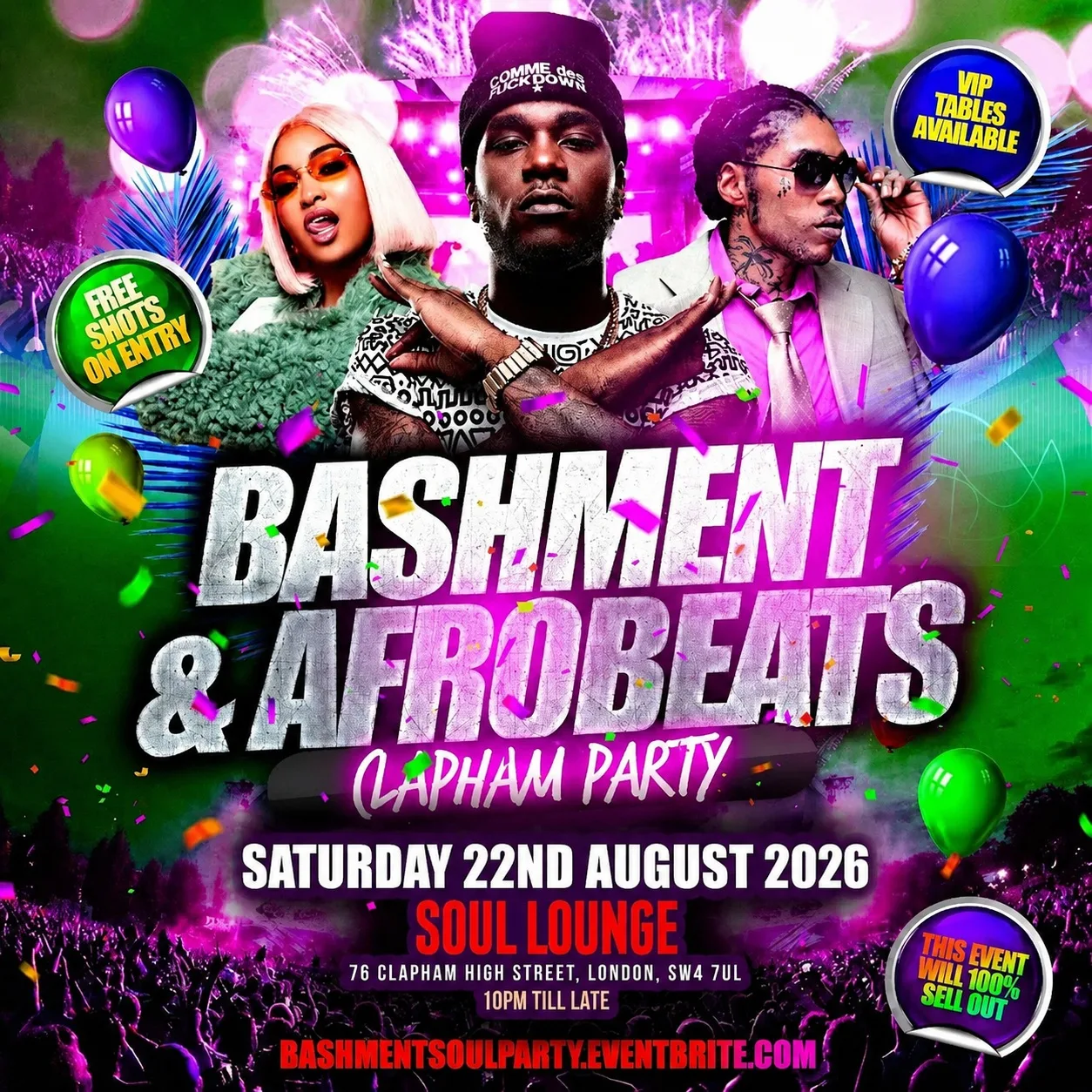 Bashment & Afrobeats Clapham Party - Everyone Free Before 12AM