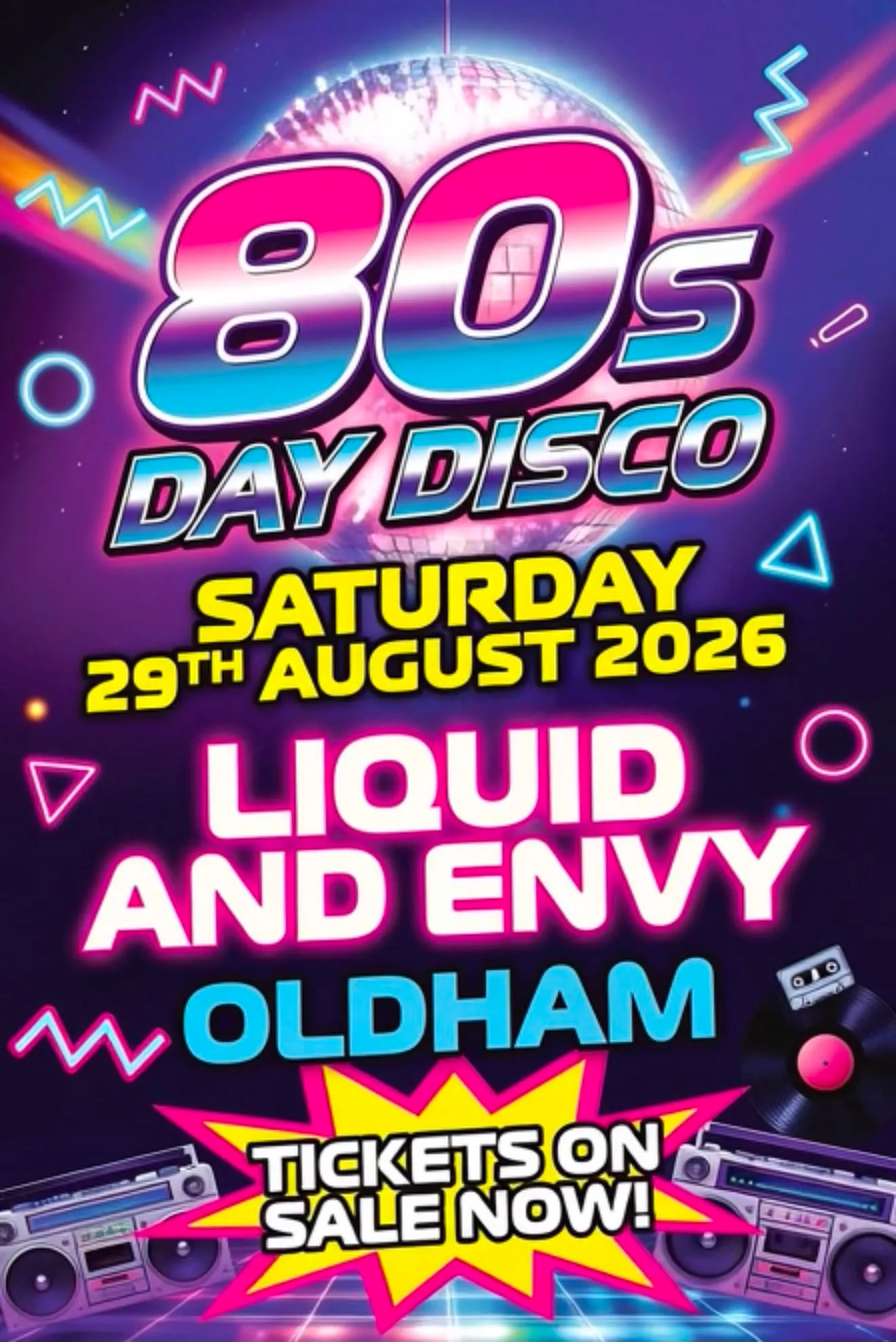SATURDAY AFTERNOON DISCO: 80s SPECIAL at Liquid & Envy Oldham