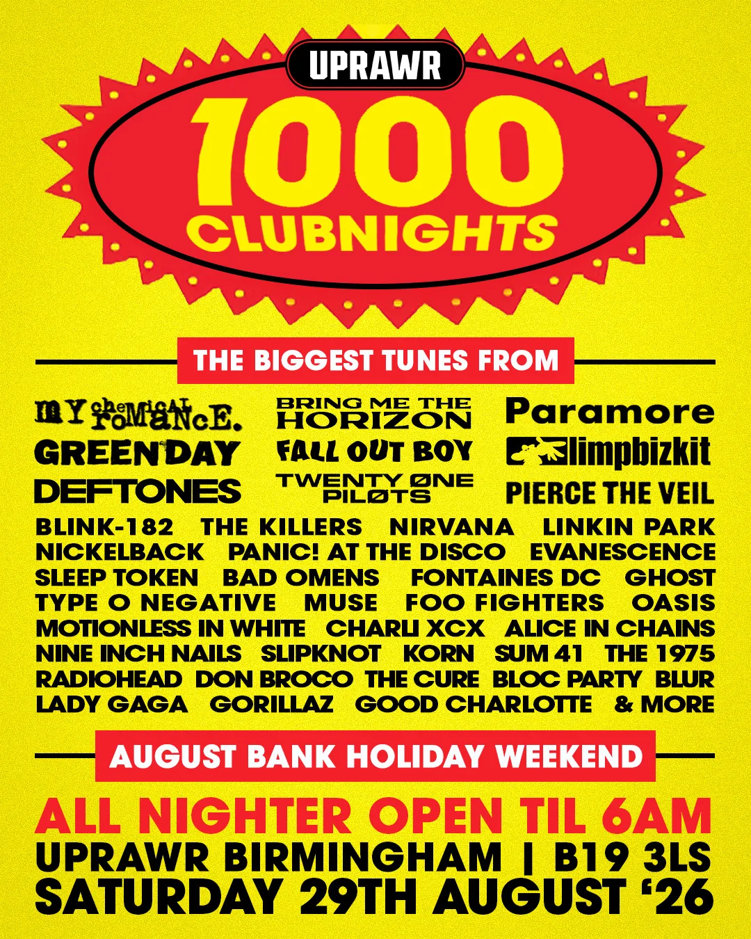 UPRAWR 1000 Clubnights: August Bank Holiday Weekend All Nighter at The Asylum Venue