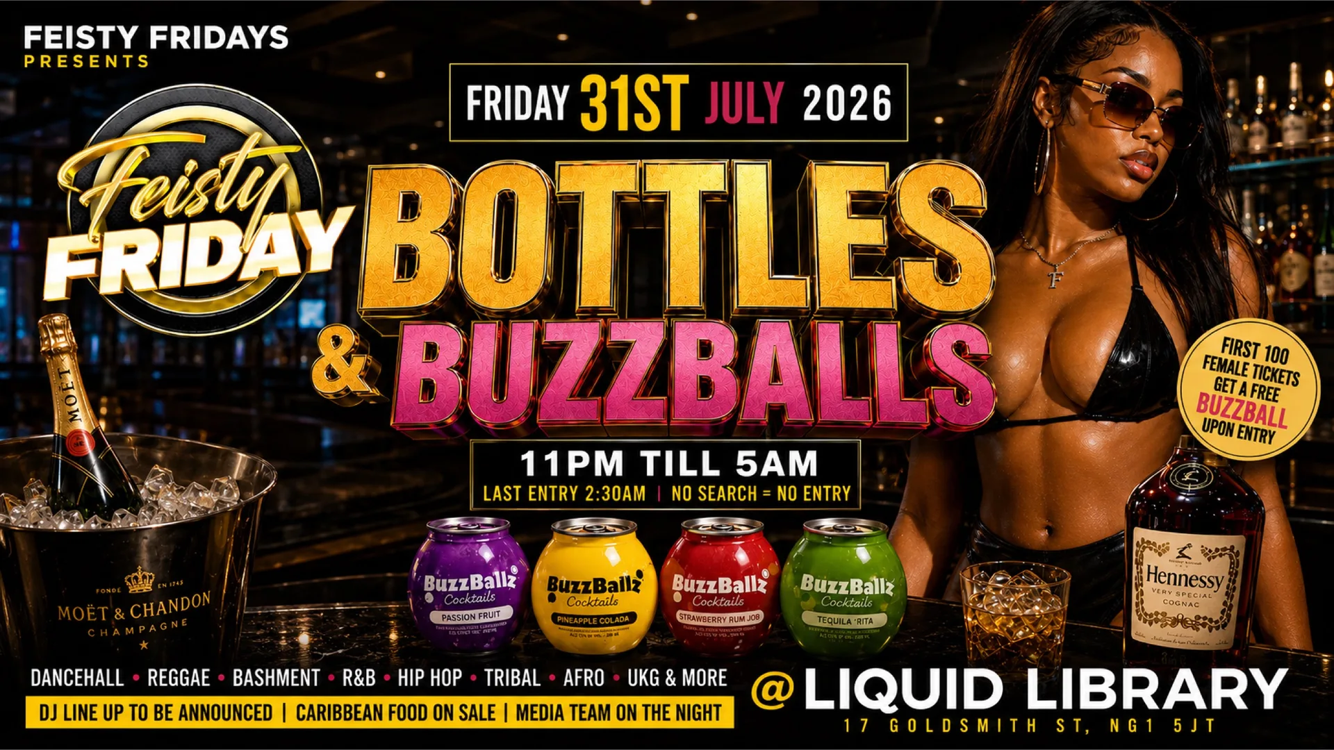 BOTTLES & BUZZBALLS - FEISTY FRIDAYS at Liquid Library