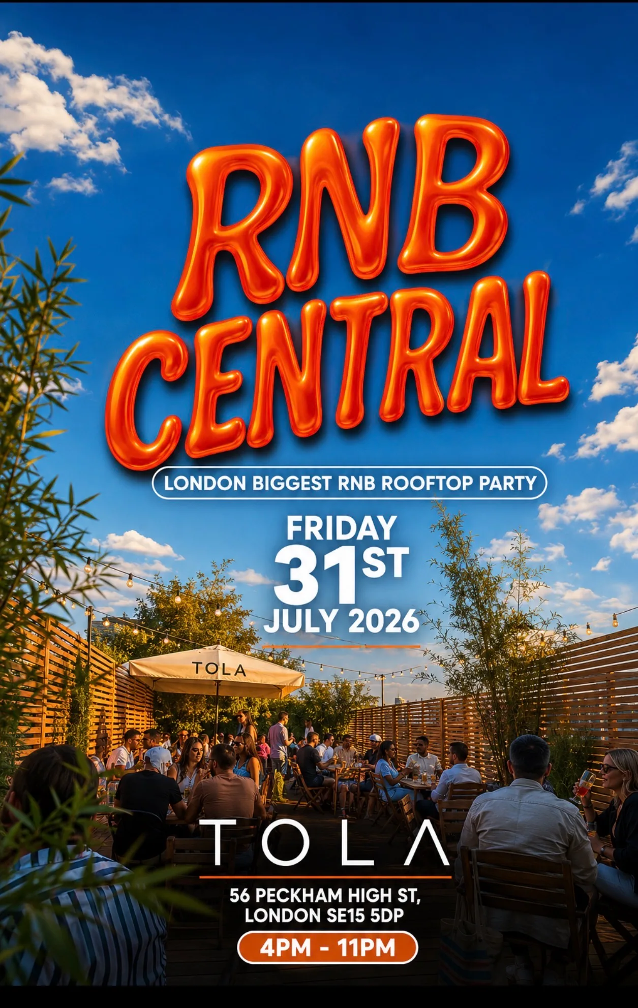 RNB ROOFTOP PARTY LONDON at Tola
