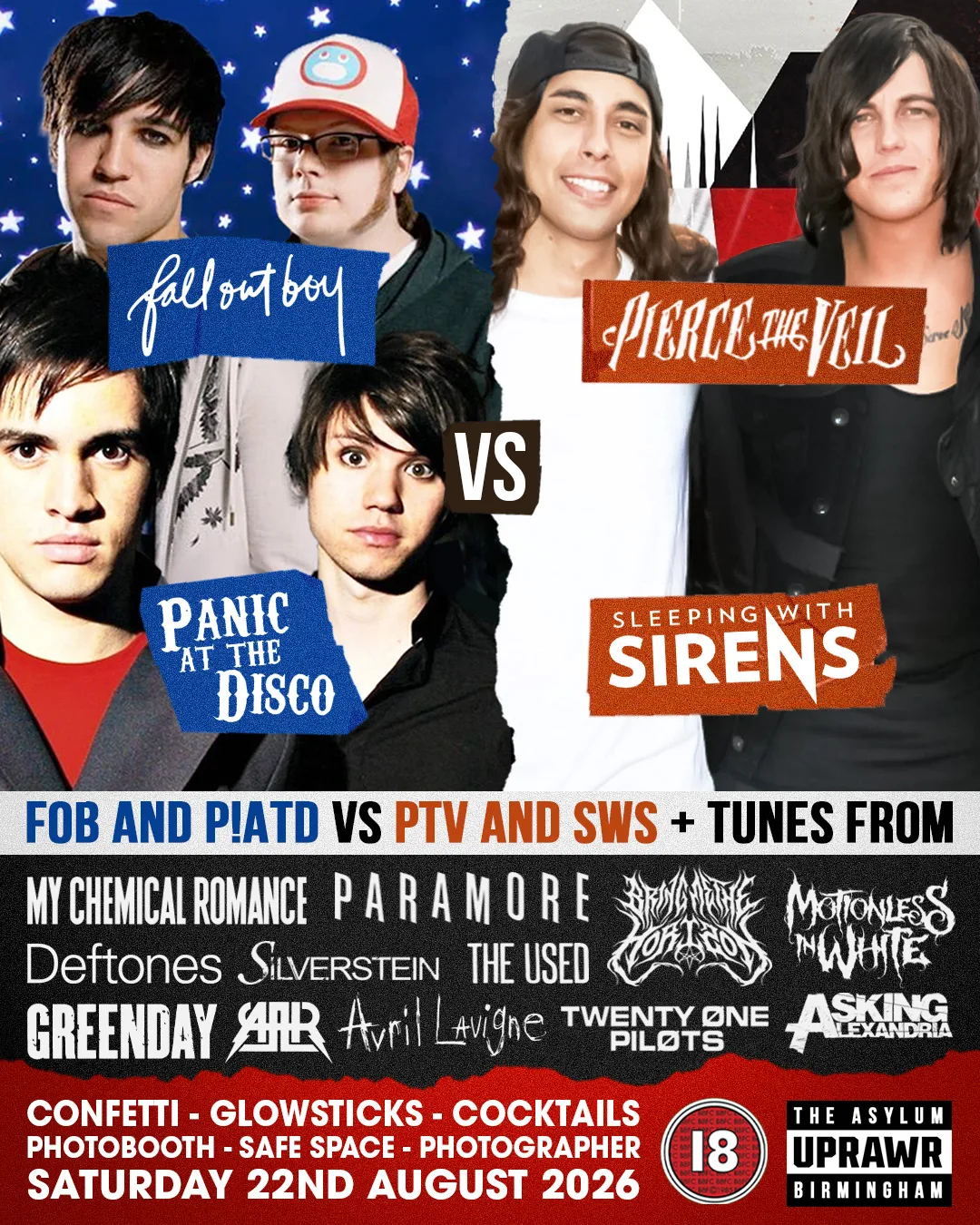 Fall Out Boy & P!ATD vs Pierce the Veil & SWS 🖤 Birmingham Emo Clubnight 🖤 at The Asylum Venue