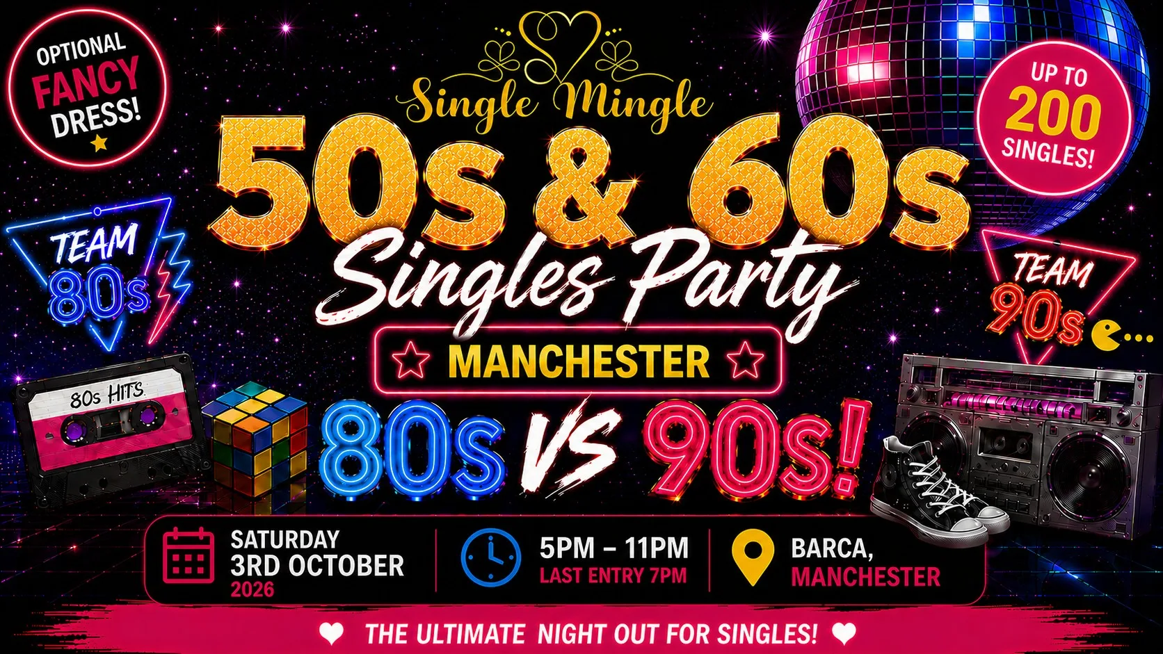 🕺 50s & 60s Singles Party | 80s vs 90s! | Manchester @ Barca Bar | Up To 200 Singles! at Barça - Canal-side Bar, Castlefield - Manchester