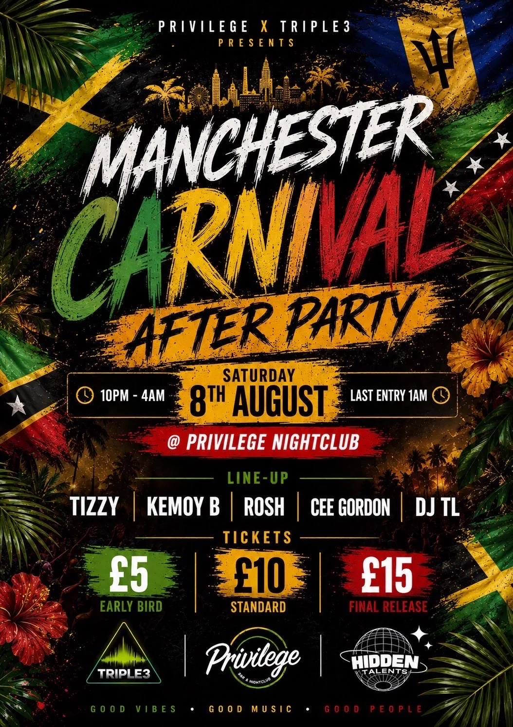 Triple3 Presents: Manchester Carnival Afterparty at Privilege Bar & Night Club