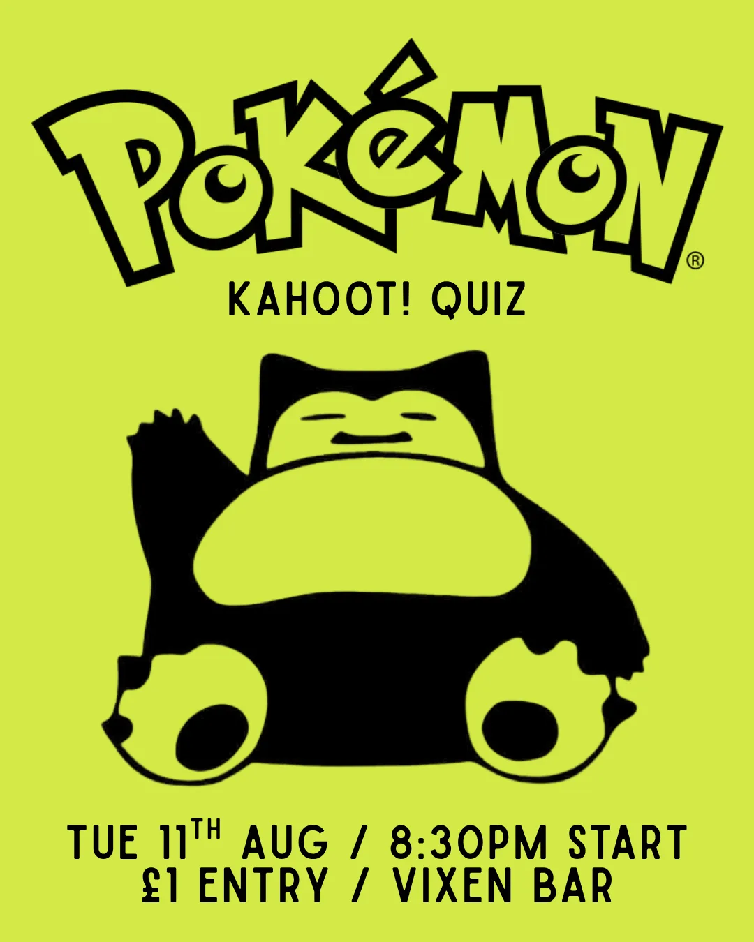 Pokemon Kahoot! Quiz at Vixen Bar