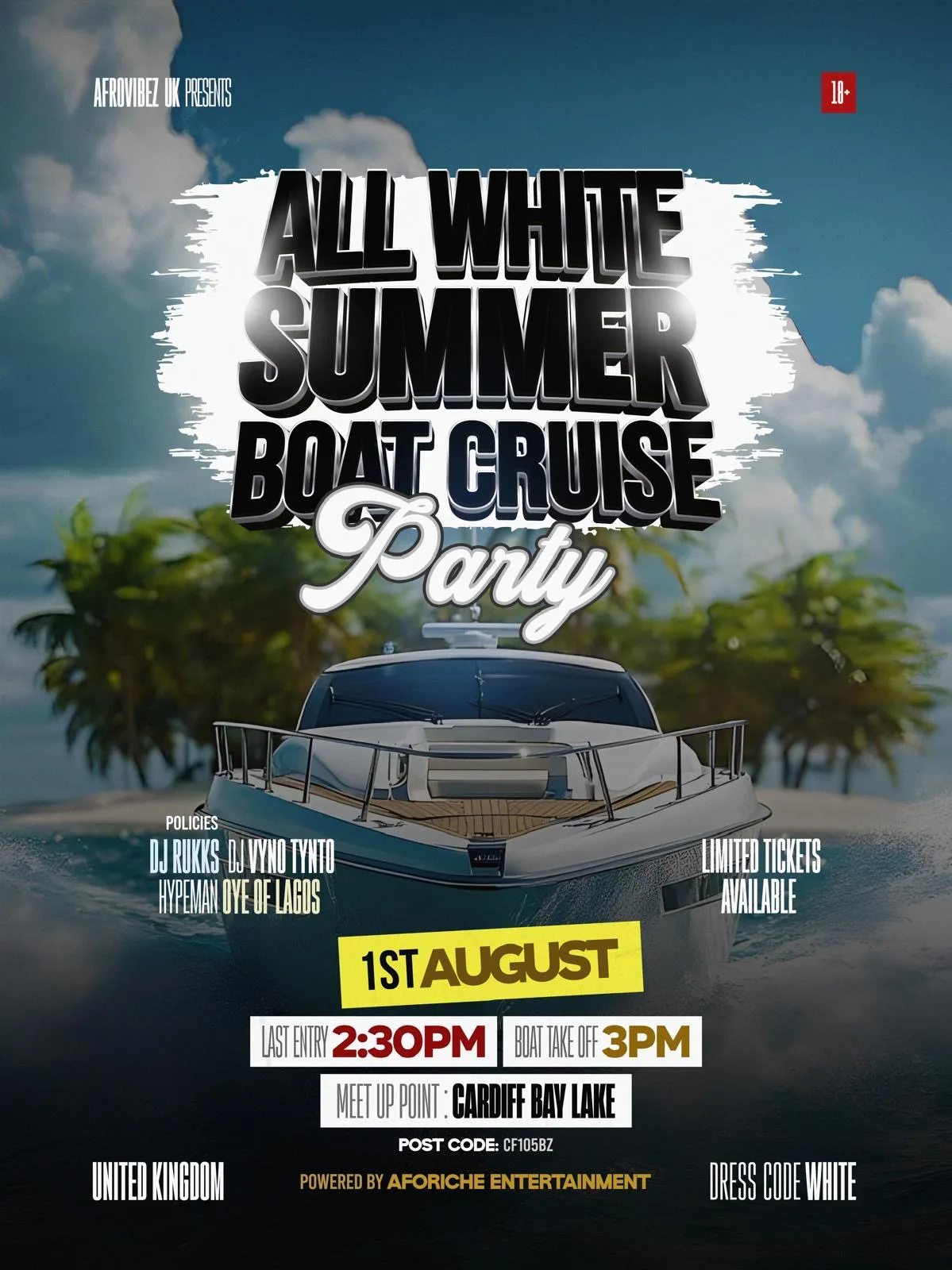 ALL WHITE SUMMER BOAT CRUISE PARTY at Cardiff Bay - Marina