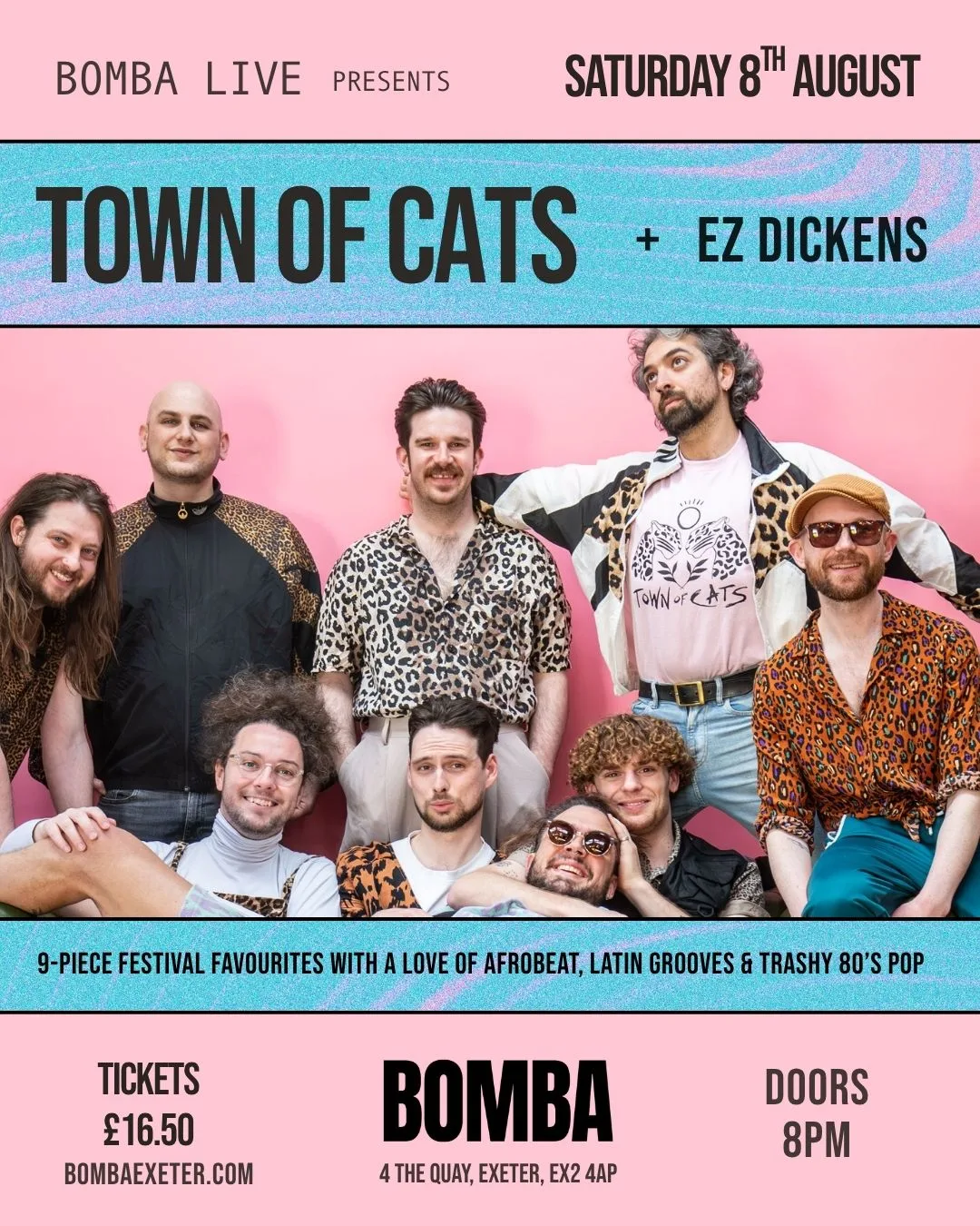 Bomba Live: TOWN OF CATS + EZ DICKENS - 08.08.26 - Exeter at Bomba