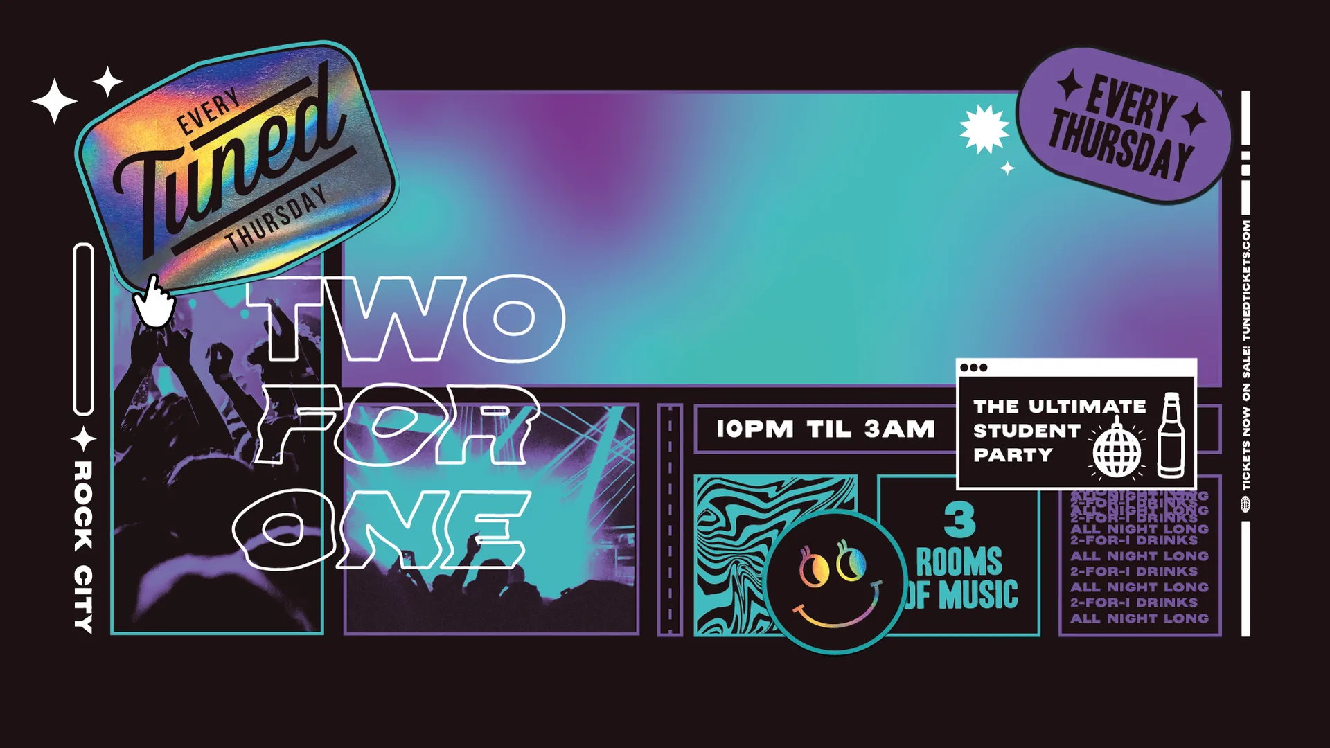 Tuned - Nottingham's Biggest Student Night - 2-4-1 Drinks All Night Long - (inc Silent Disco In Beta Room) 06/08/26 at Rock City