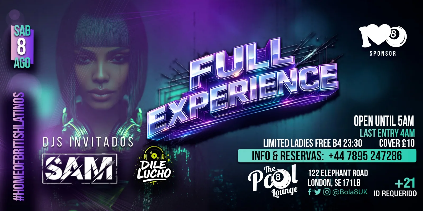 Full Experience at Bola 8 | Saturday 8 August at Bola 8 - The Pool Lounge