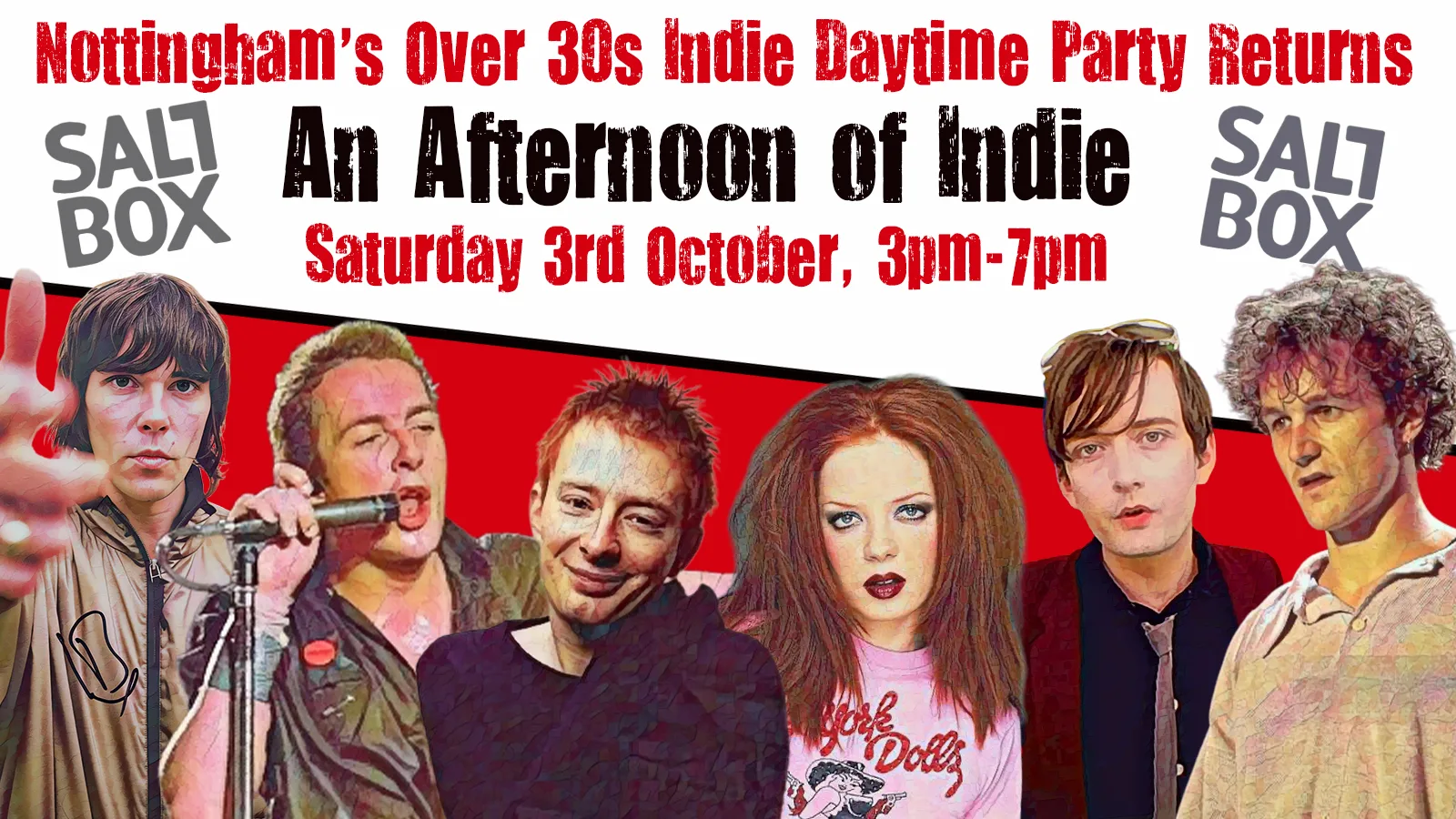 NOTTINGHAM An Afternoon of Indie - Indie for the over 30s: Sat 3rd October, 3pm-7pm at Saltbox - Live Music, Bar & Kitchen
