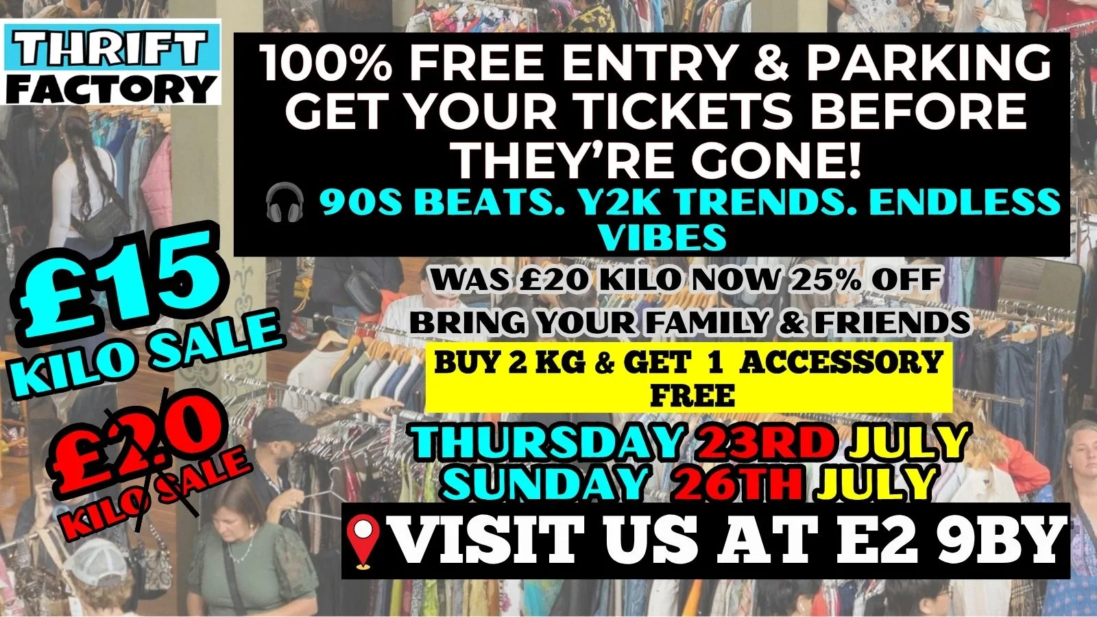 East London Vintage Kilo Sale | £15/KG Thrift Event|23rd July To 26th July at Thrift factory