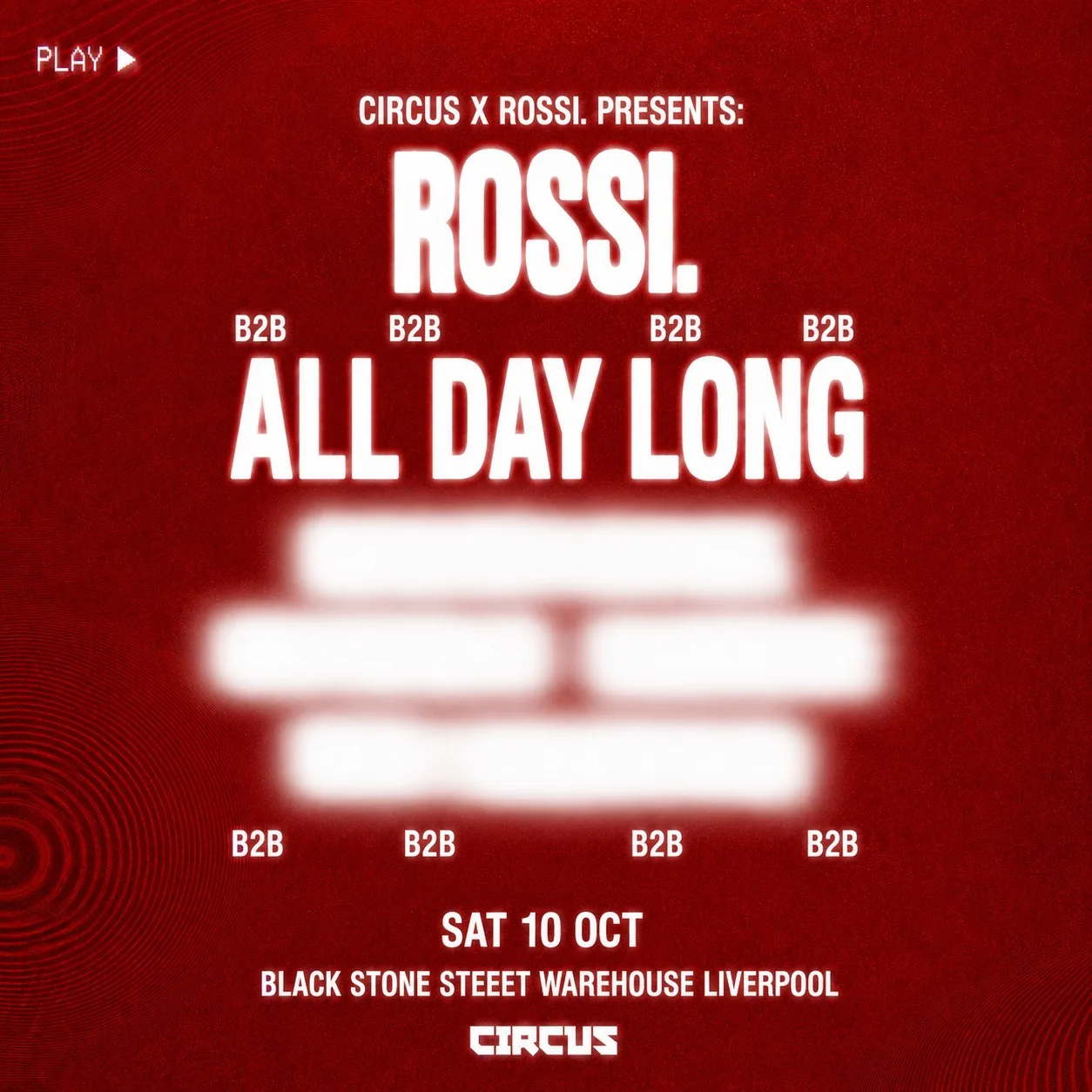 Rossi. All Day Long at Blackstone St Warehouse, Liverpool - 10th Oct 2026