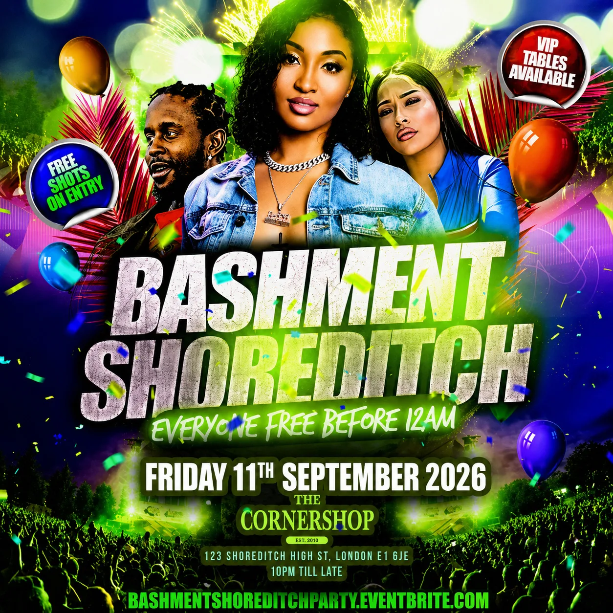 Bashment Shoreditch Party - Free Before Midnight at The Cornershop Bar