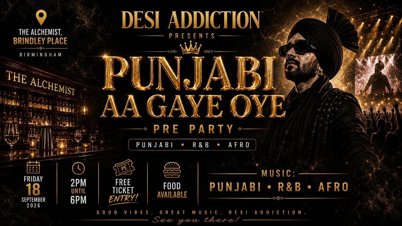 Desi Addiction - Diljit Dosanjh FREE Pre Party Punjabi Aa Gaye Oye | 18.09.2026 at The Alchemist Brindleyplace