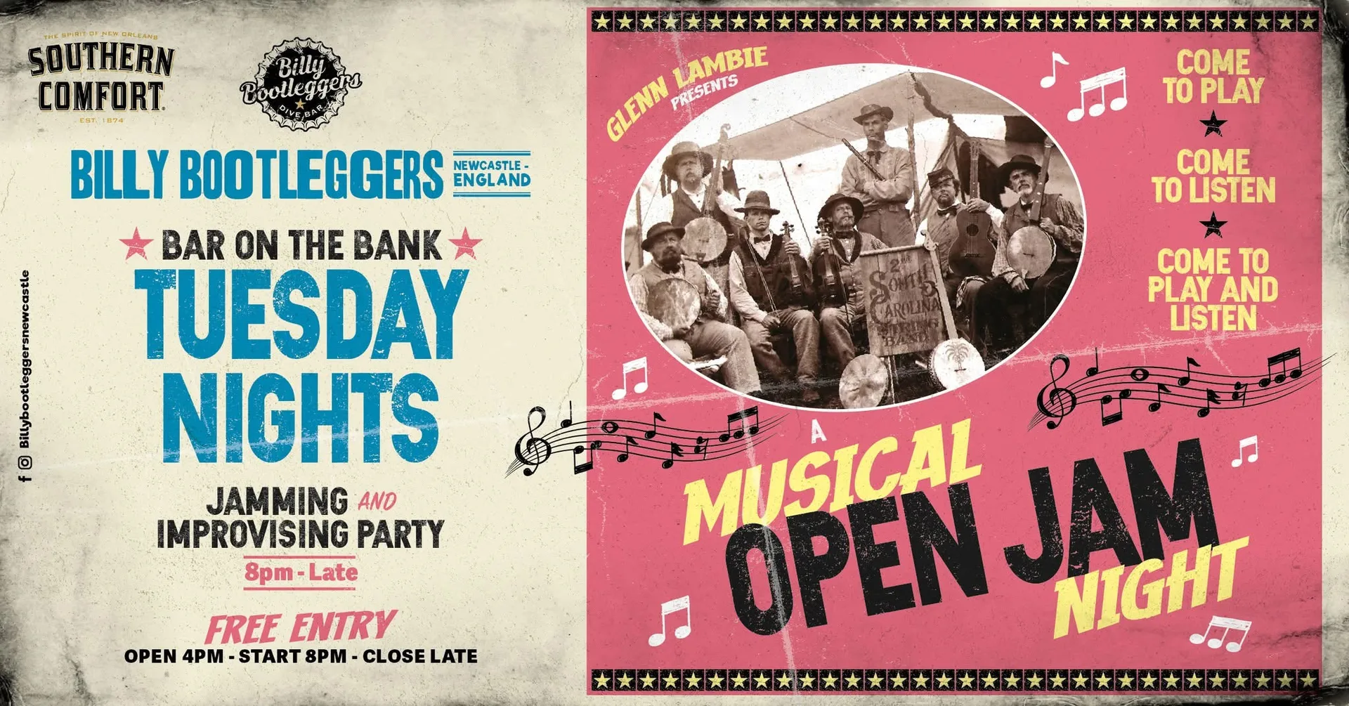 A MUSICAL OPEN JAM - Every Tuesday @ Billy's at Billy Bootleggers