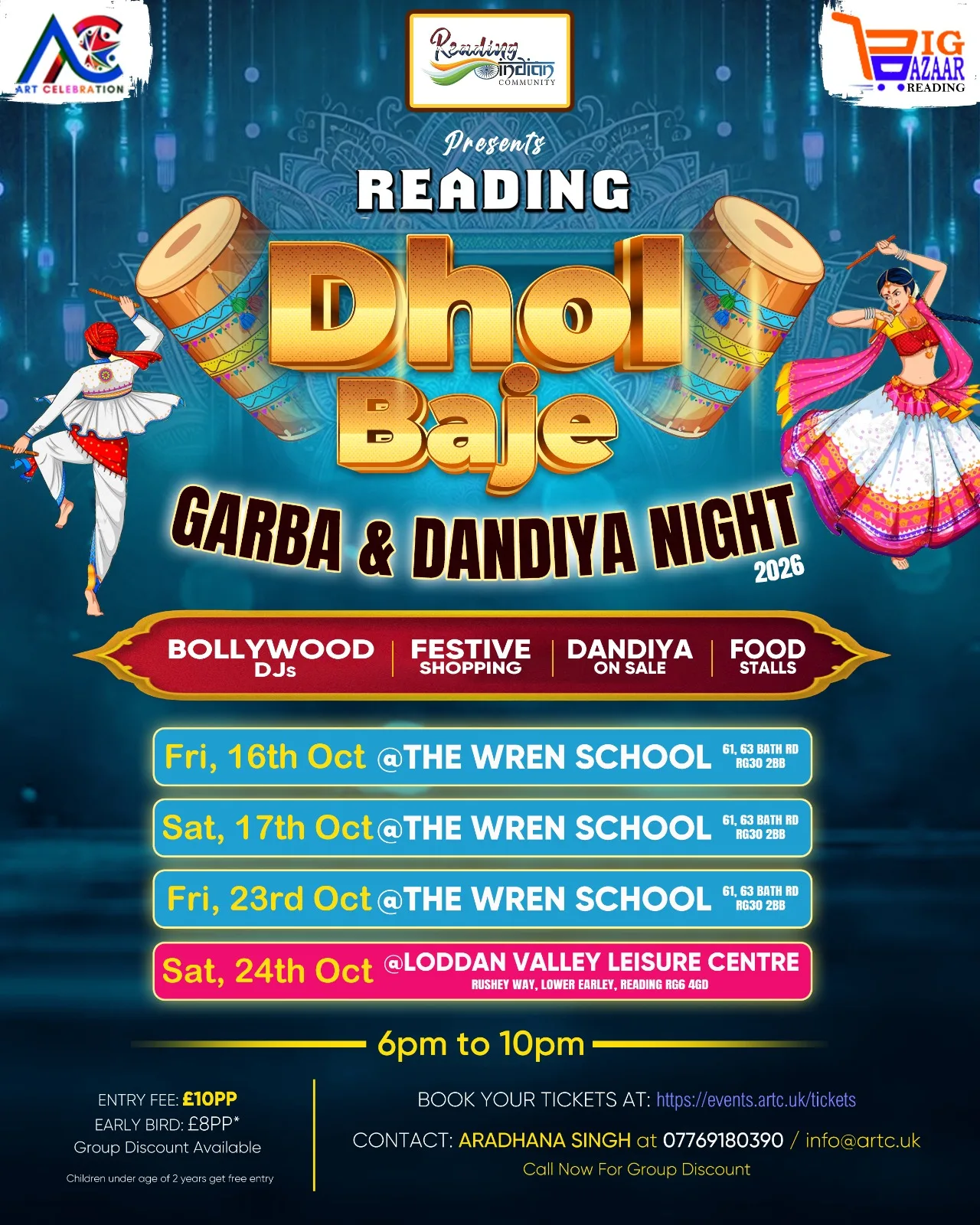 Dhol Baje Garba & Dandiya Night on Oct 16th @ Wren School at The Wren School