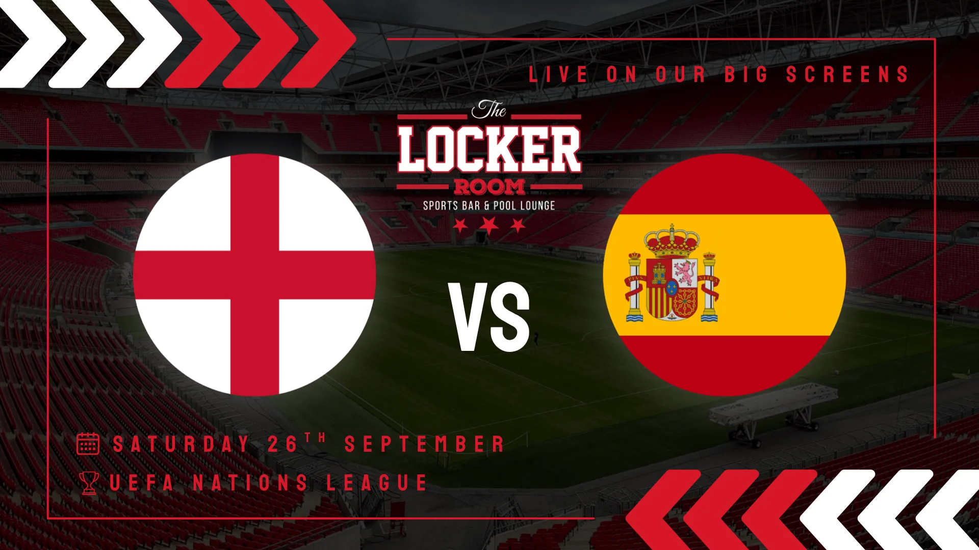 ENGLAND VS SPAIN at The Locker Room