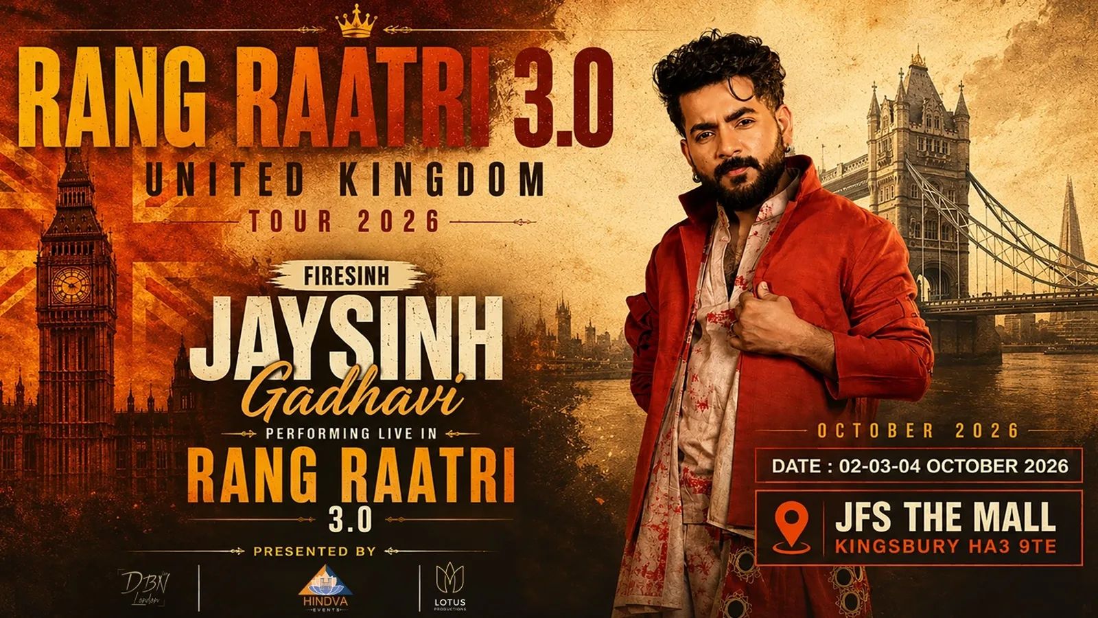 Rang Ratri 3.0 with Jaysinh Gadhvi (Sunday - 4th Oct) at JFS School