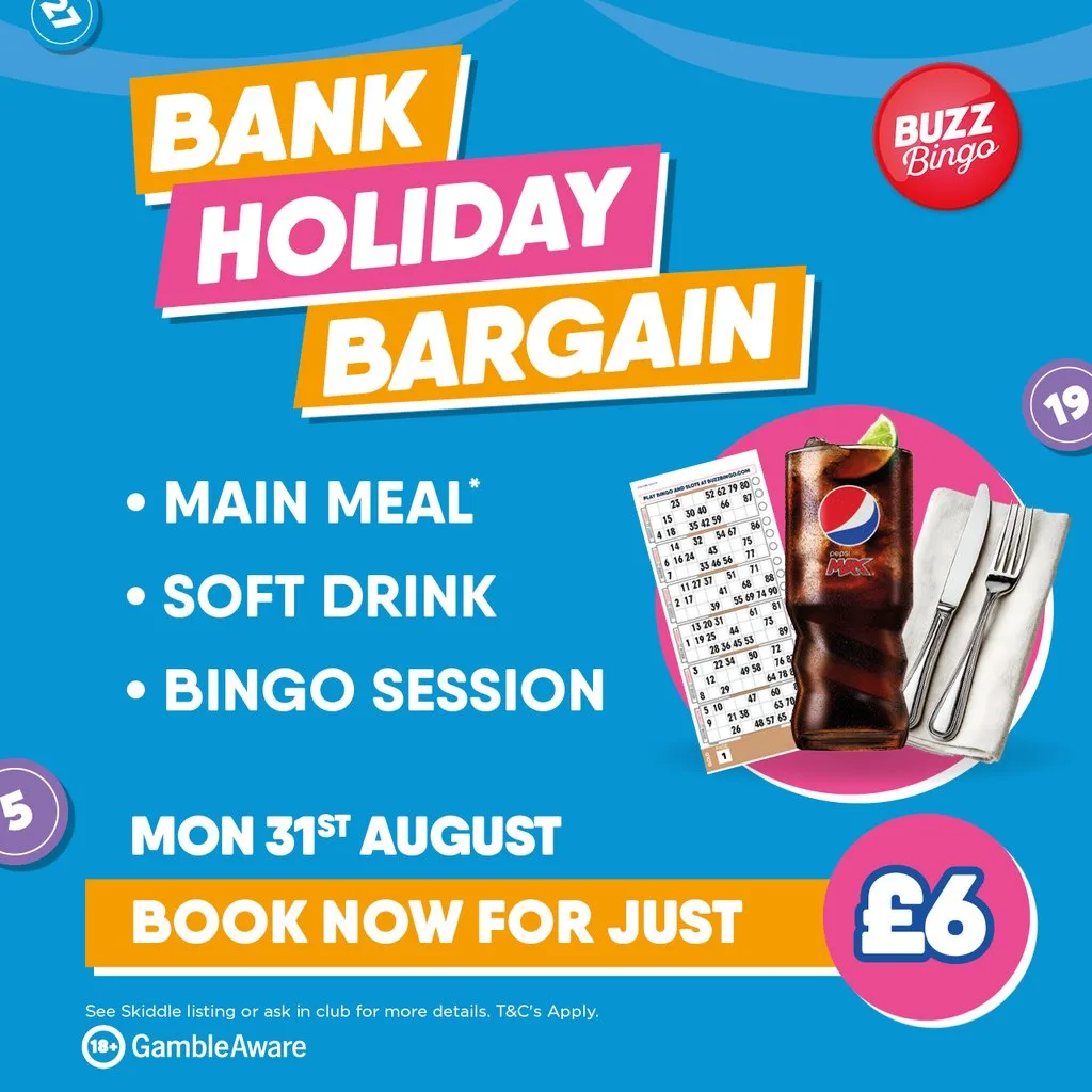 Bank Holiday Bargain - Buzz Bingo Clacton on Sea 31/08 at Buzz Bingo Clacton
