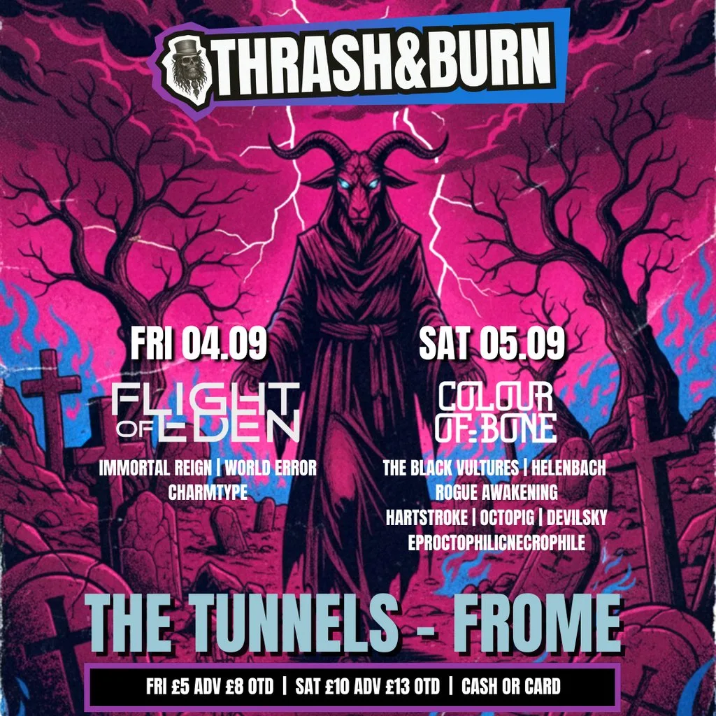 Thrash and Burn minifest Friday 4th Sep 2026 at The Tunnels