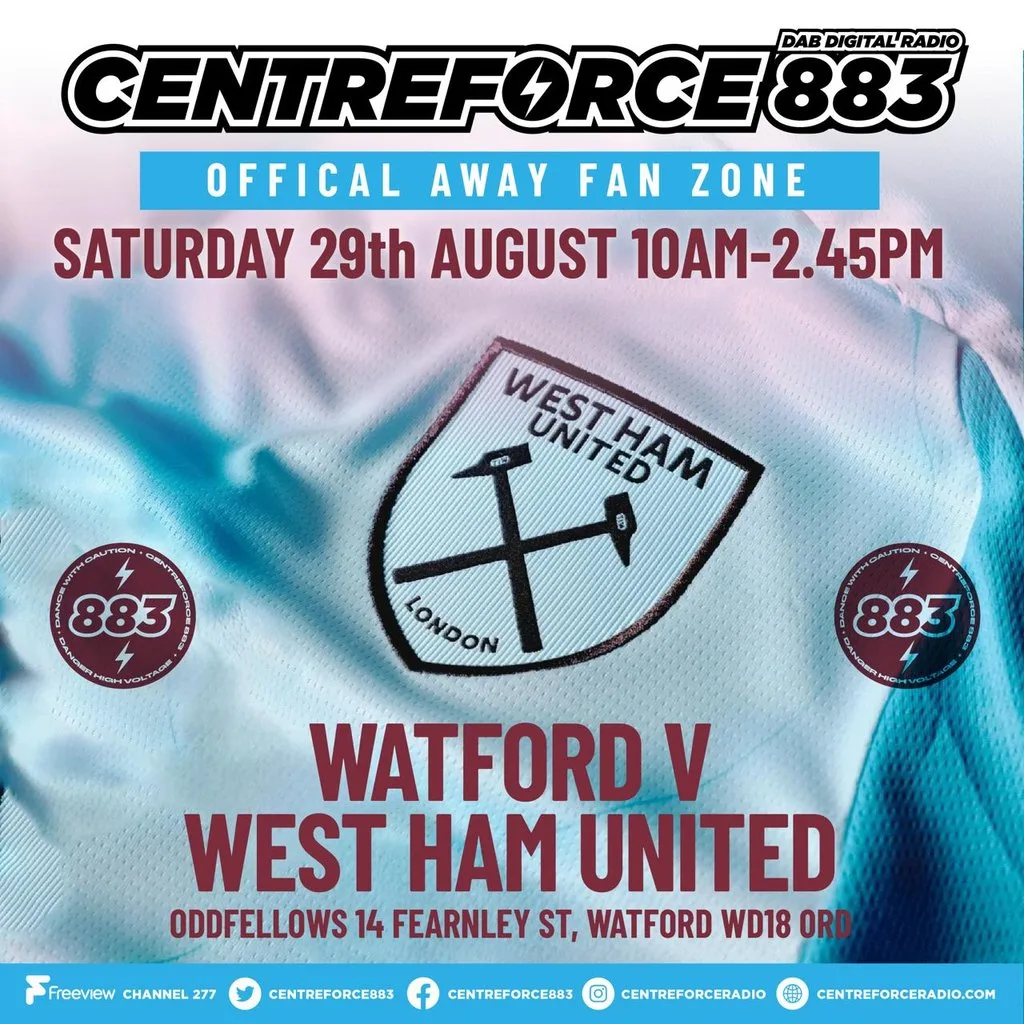 Centreforce Away Fanzone - Watford VS Westham United at The Oddfellows