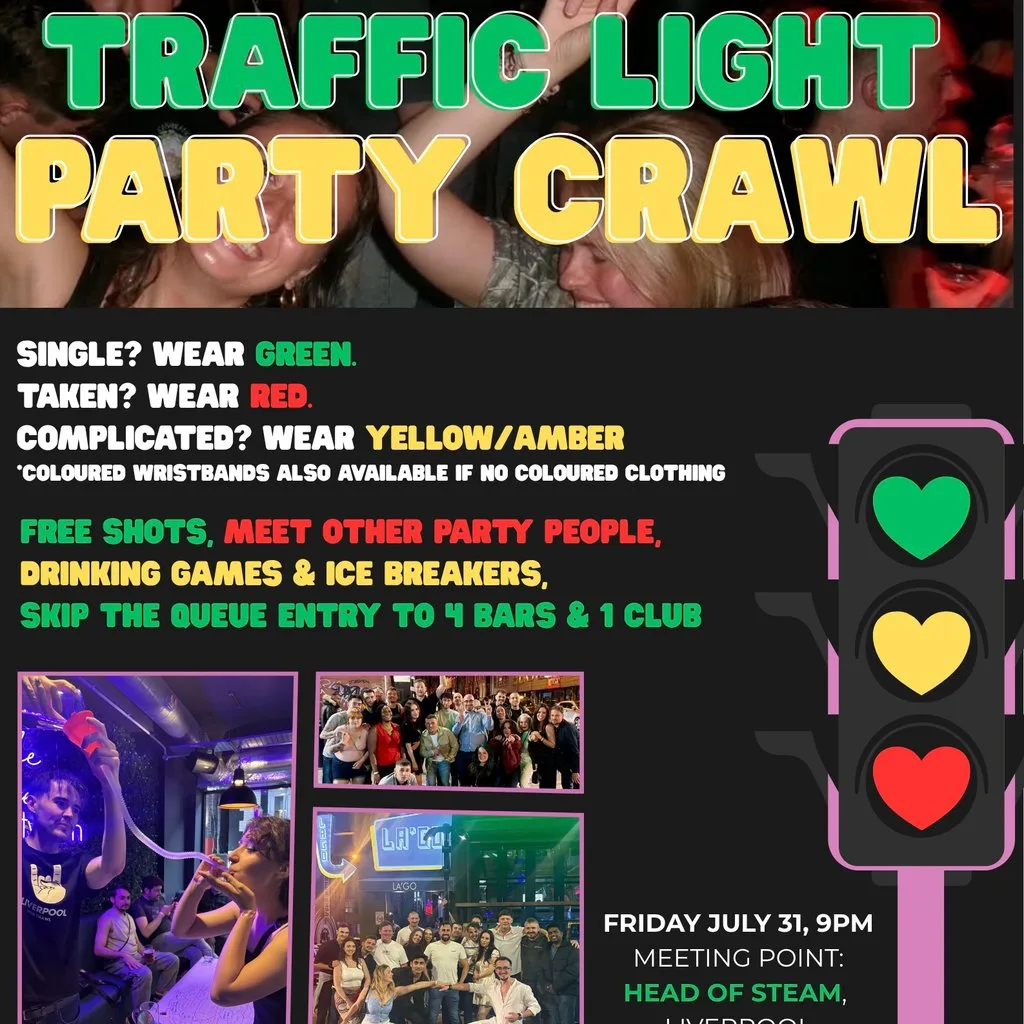 Liverpool Traffic Light Pub Crawl with Free Shots and Club Entry at Head Of Steam